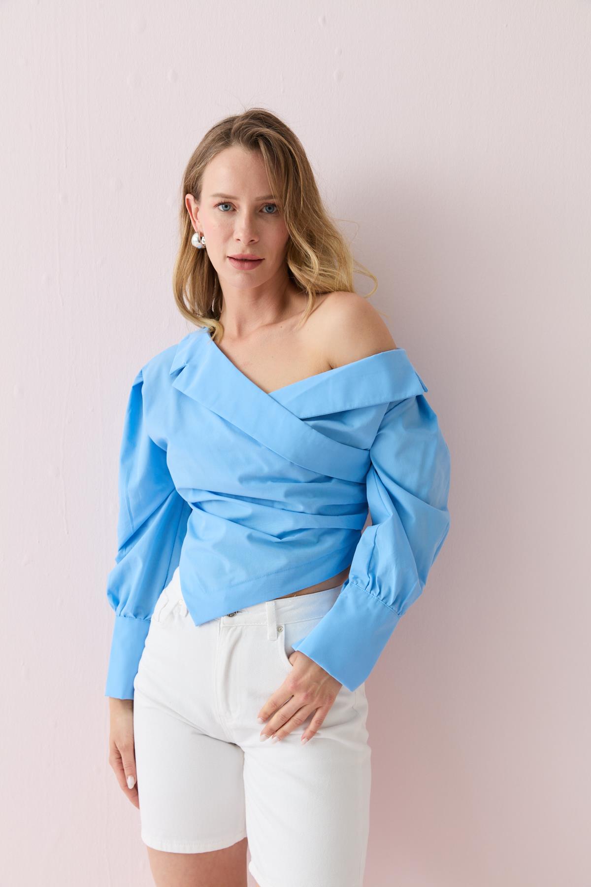 0317 ACIK OMUZ DRAPELI GOMLEK