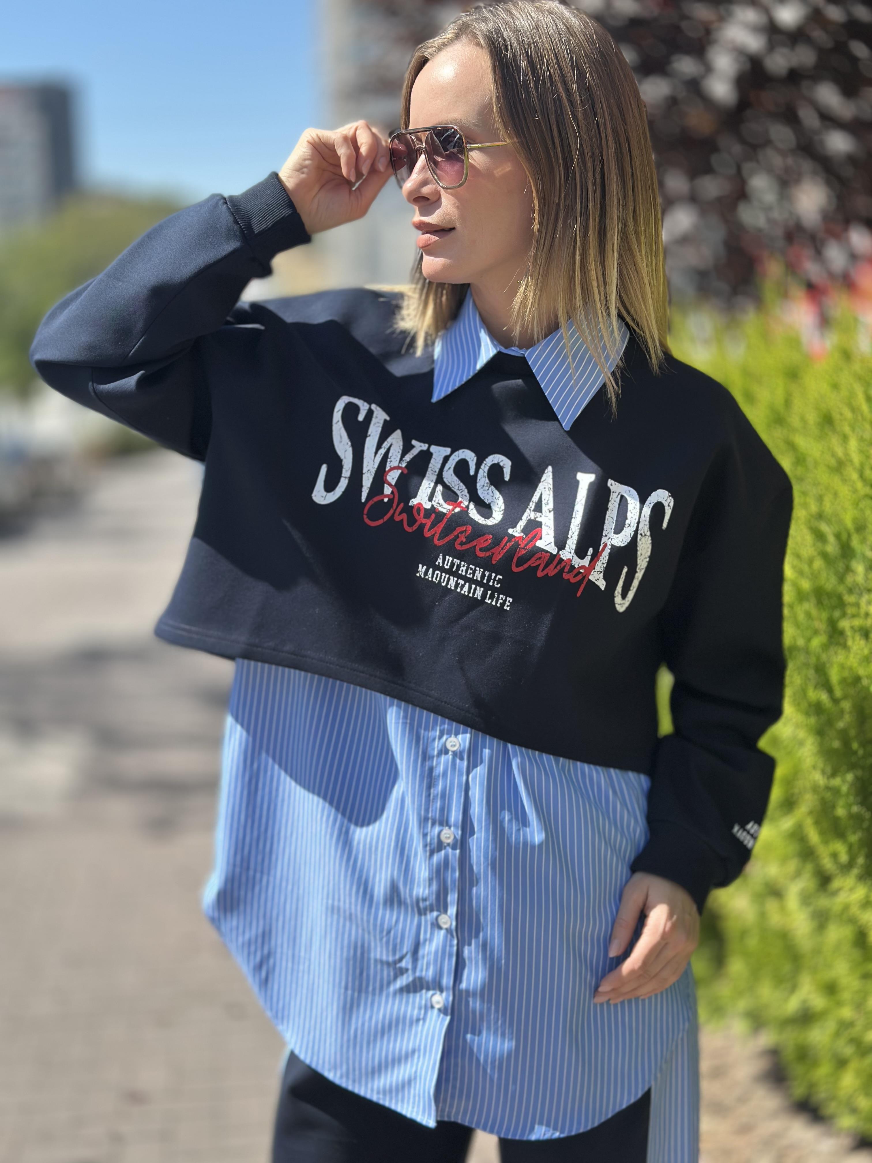 0756 SWISS ALPS YAZILI SWEAT