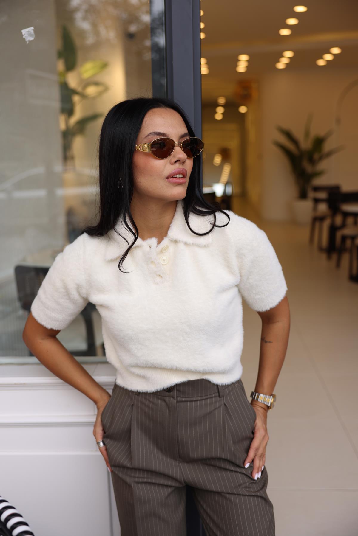 10475 POLO YAKA DUGMELI CROP KAZAK