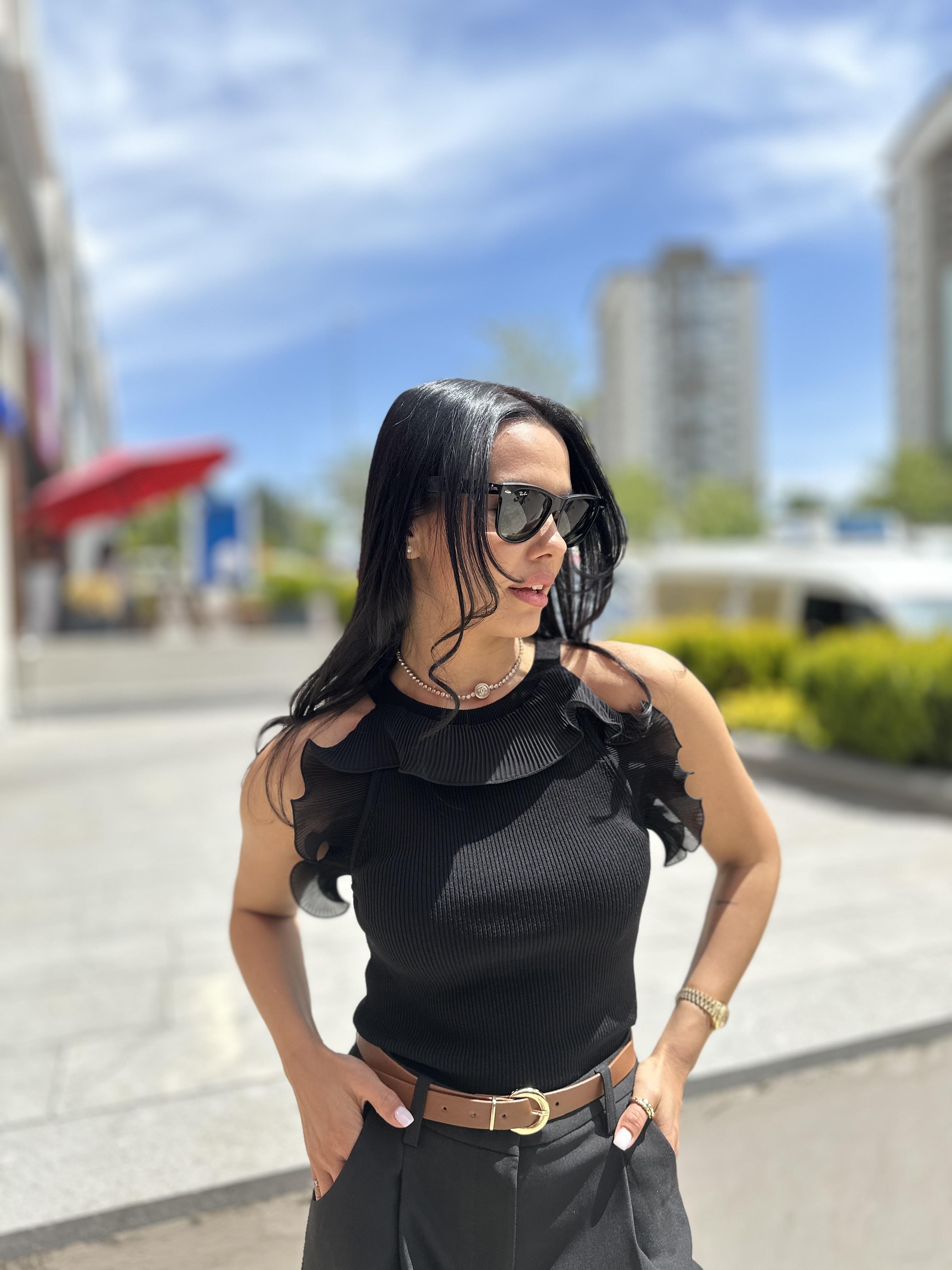 10579 FITILLI FIRFIR KUMAS DETAYLI TRIKO BLUZ