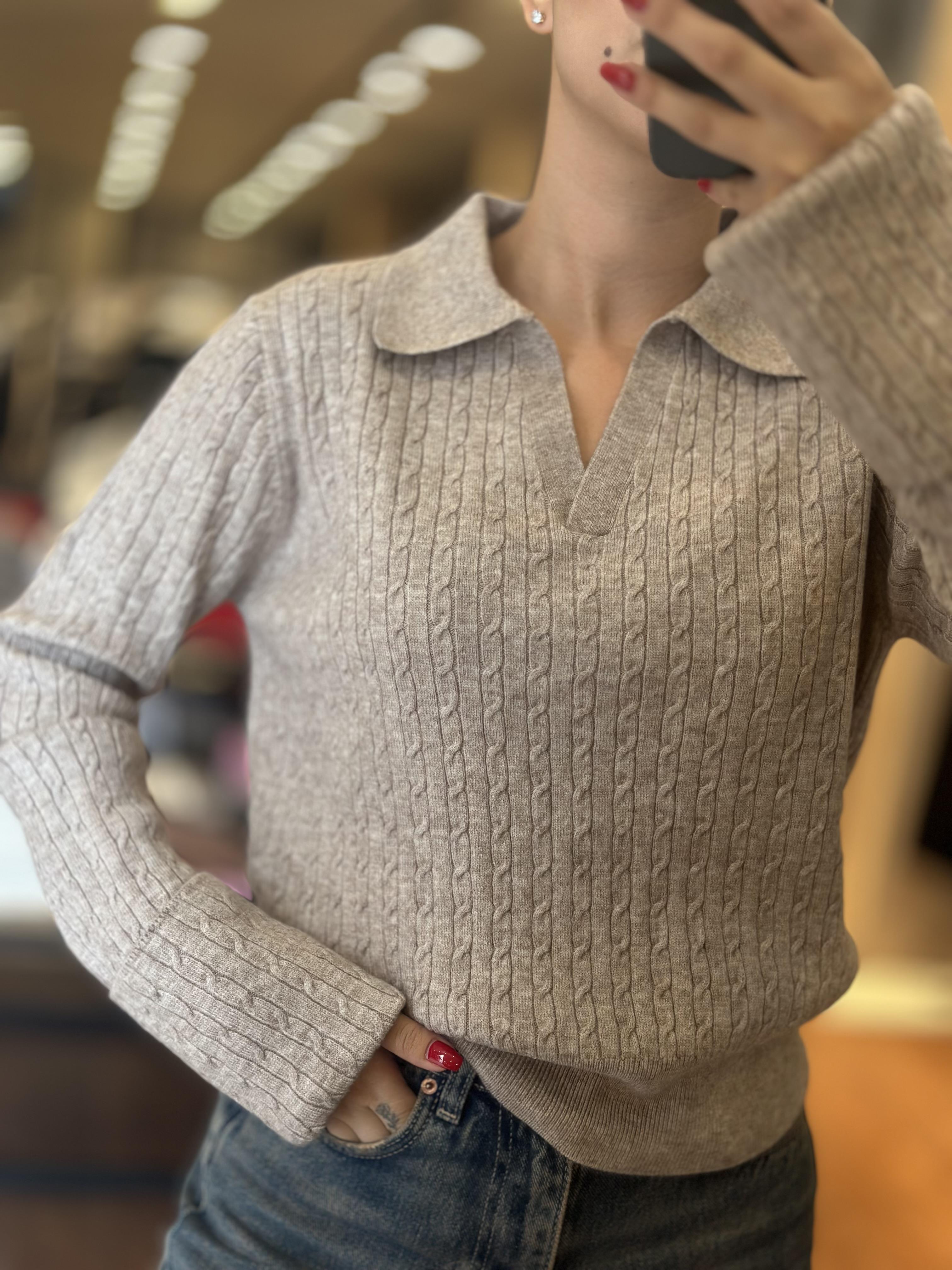 10638 POLO YAKA SAC ORGU TRIKO KAZAK