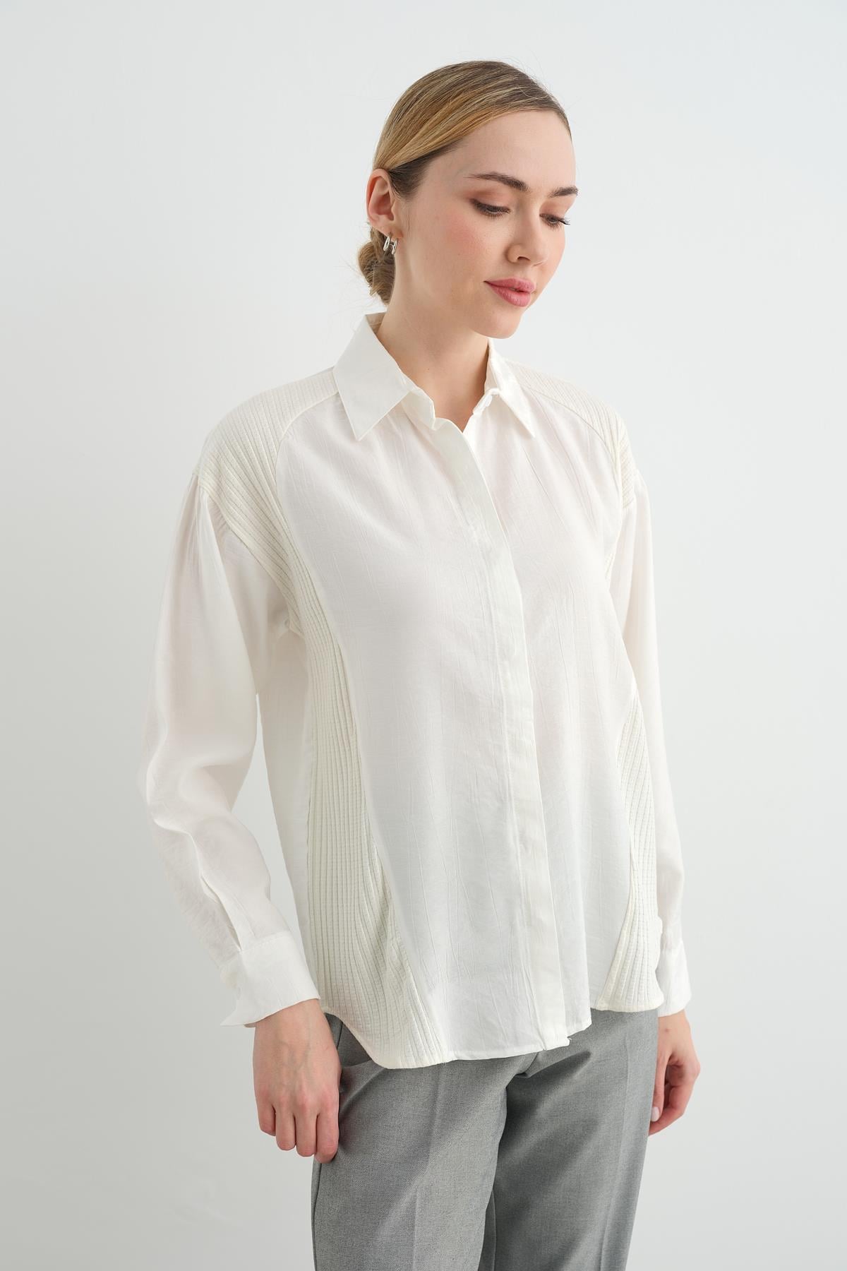 1433 TRIKO DETAYLI GOMLEK