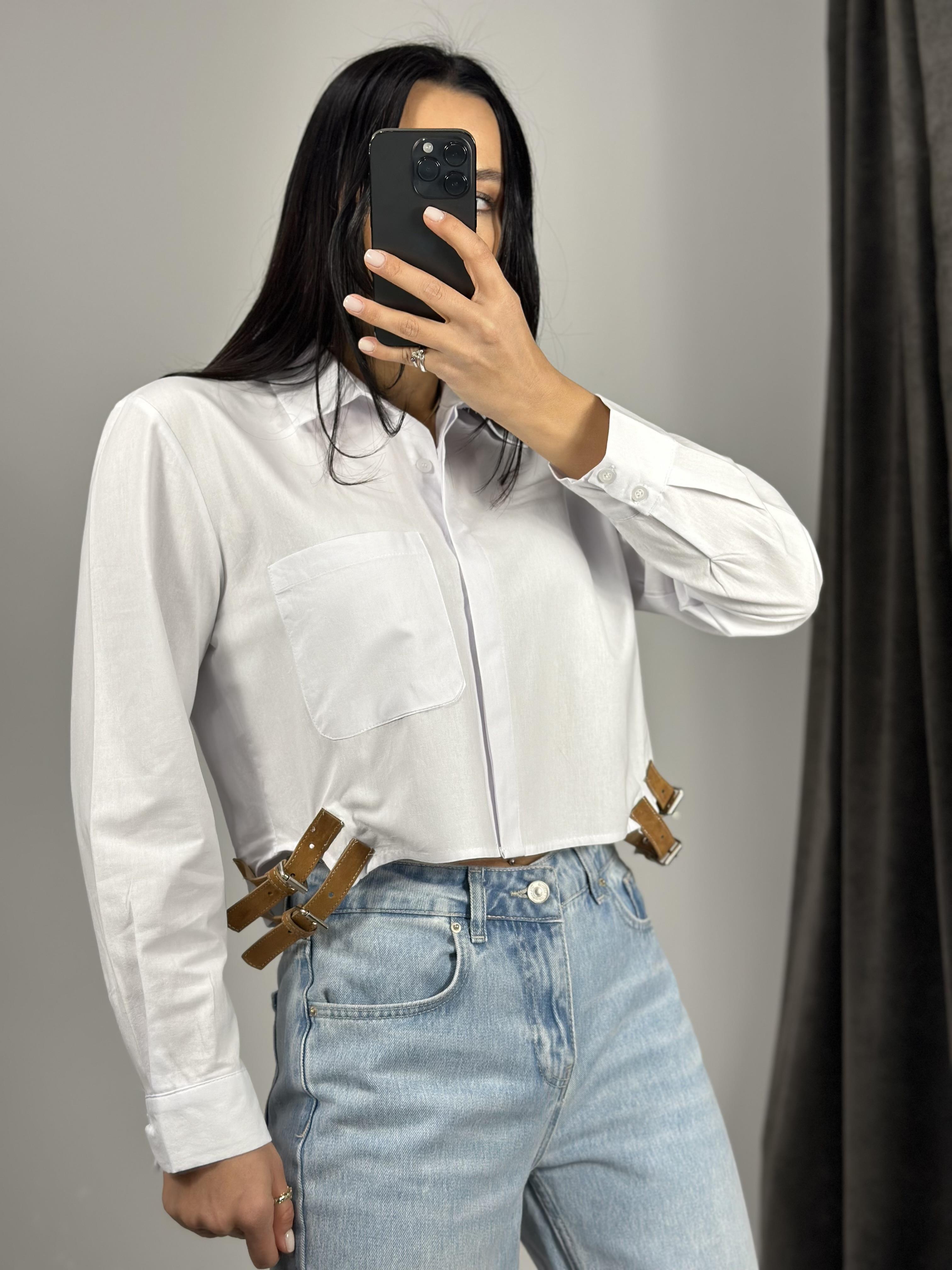 16148 KEMER AKSESUARLI POPLIN GOMLEK