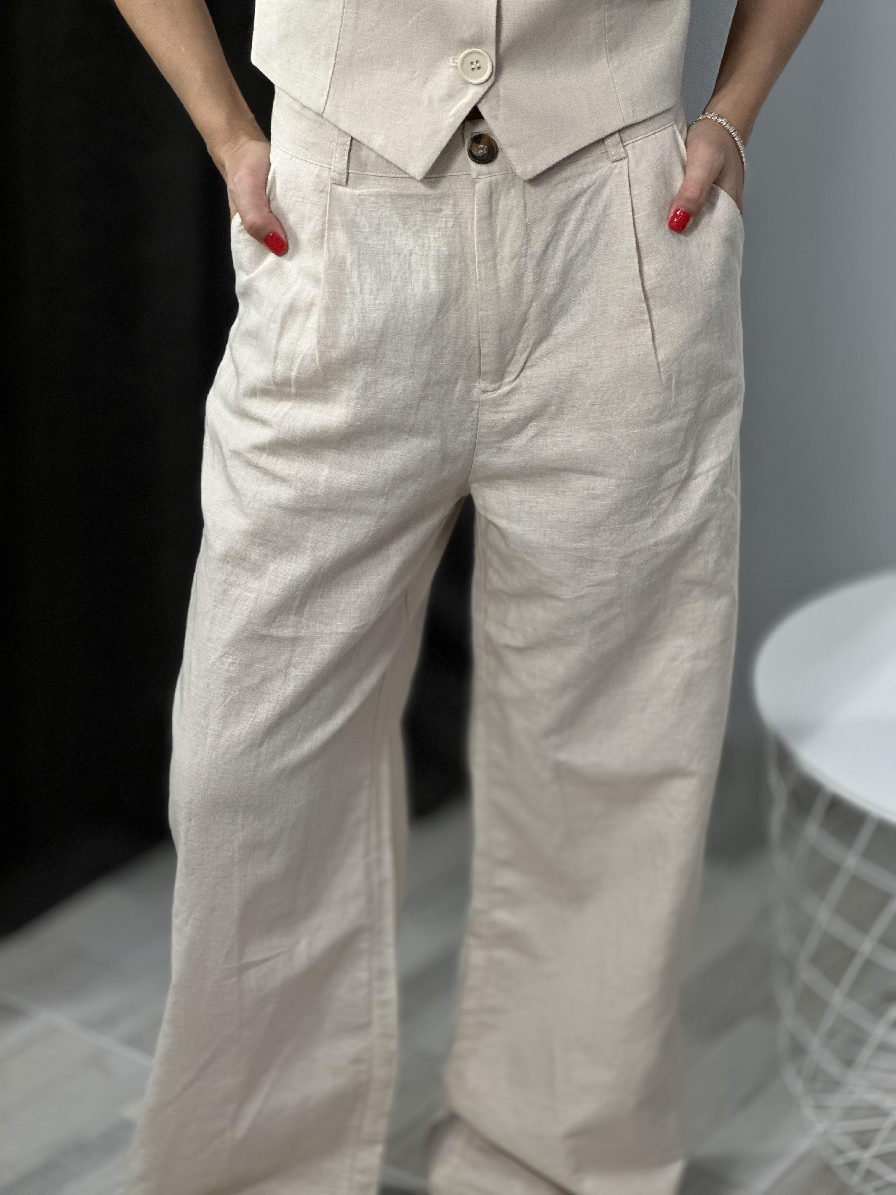 16262 PILELI KETEN PANTOLON