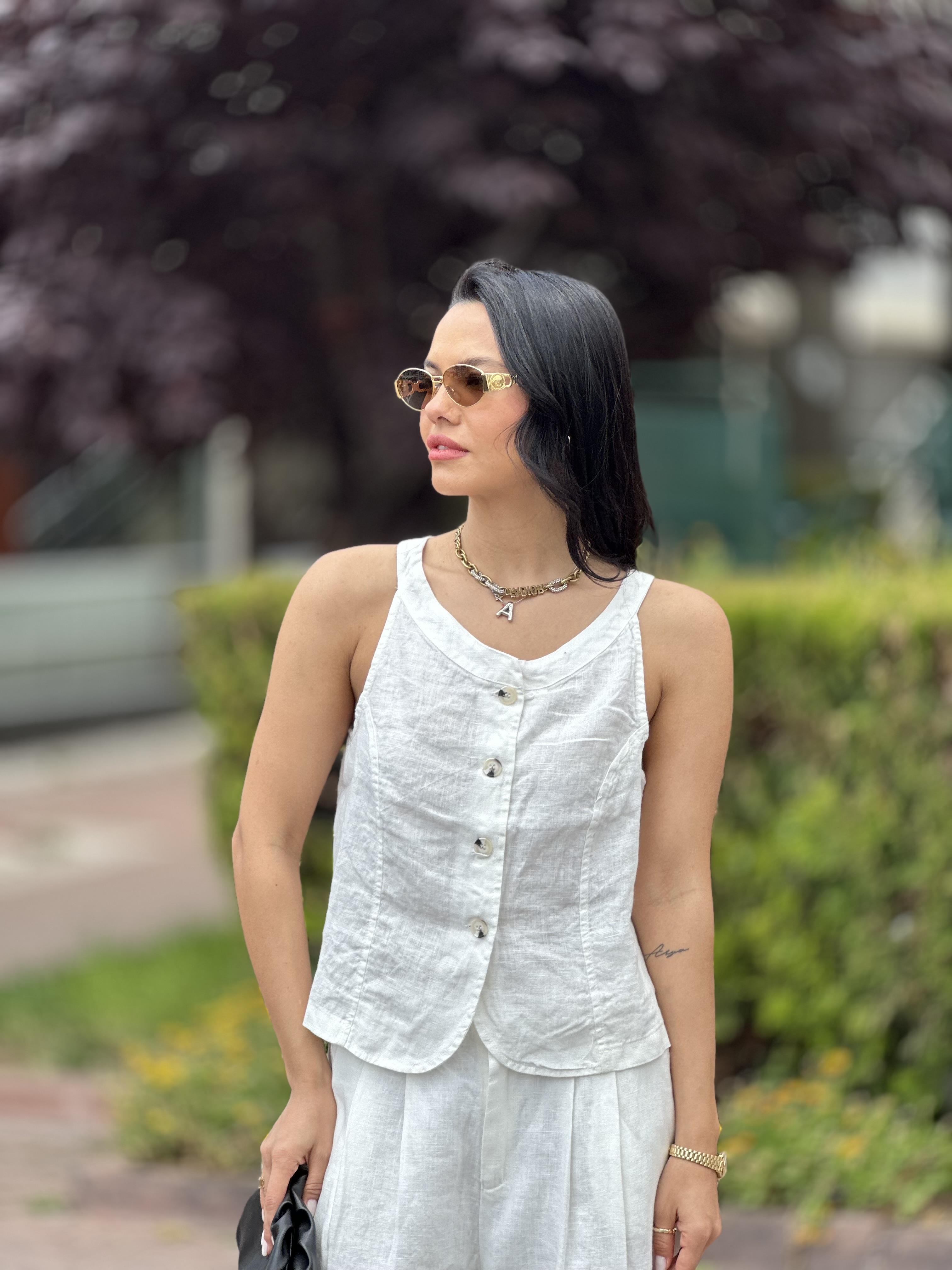 16332 KUPLU KETEN BLUZ