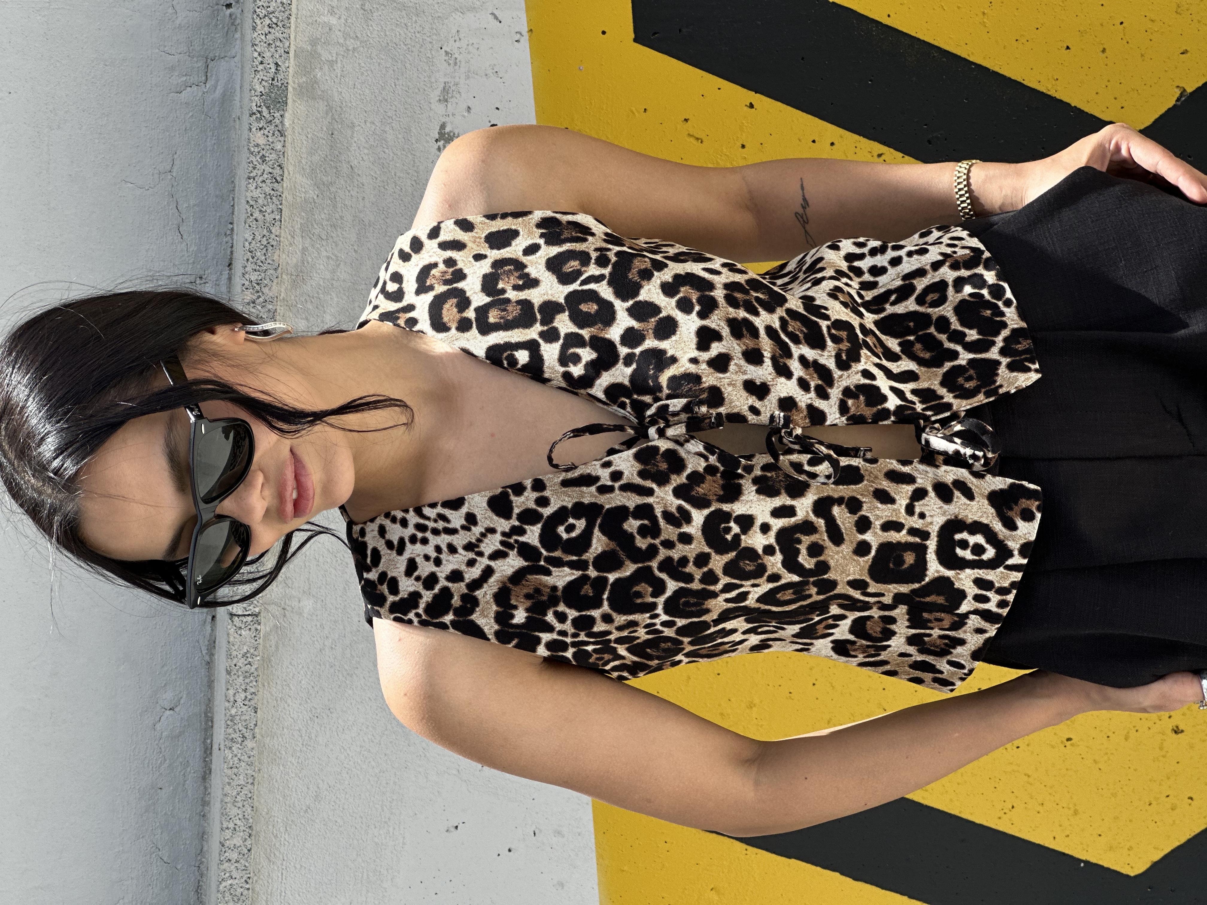 16432 LEOPAR DESEN BAGCIKLI YELEK