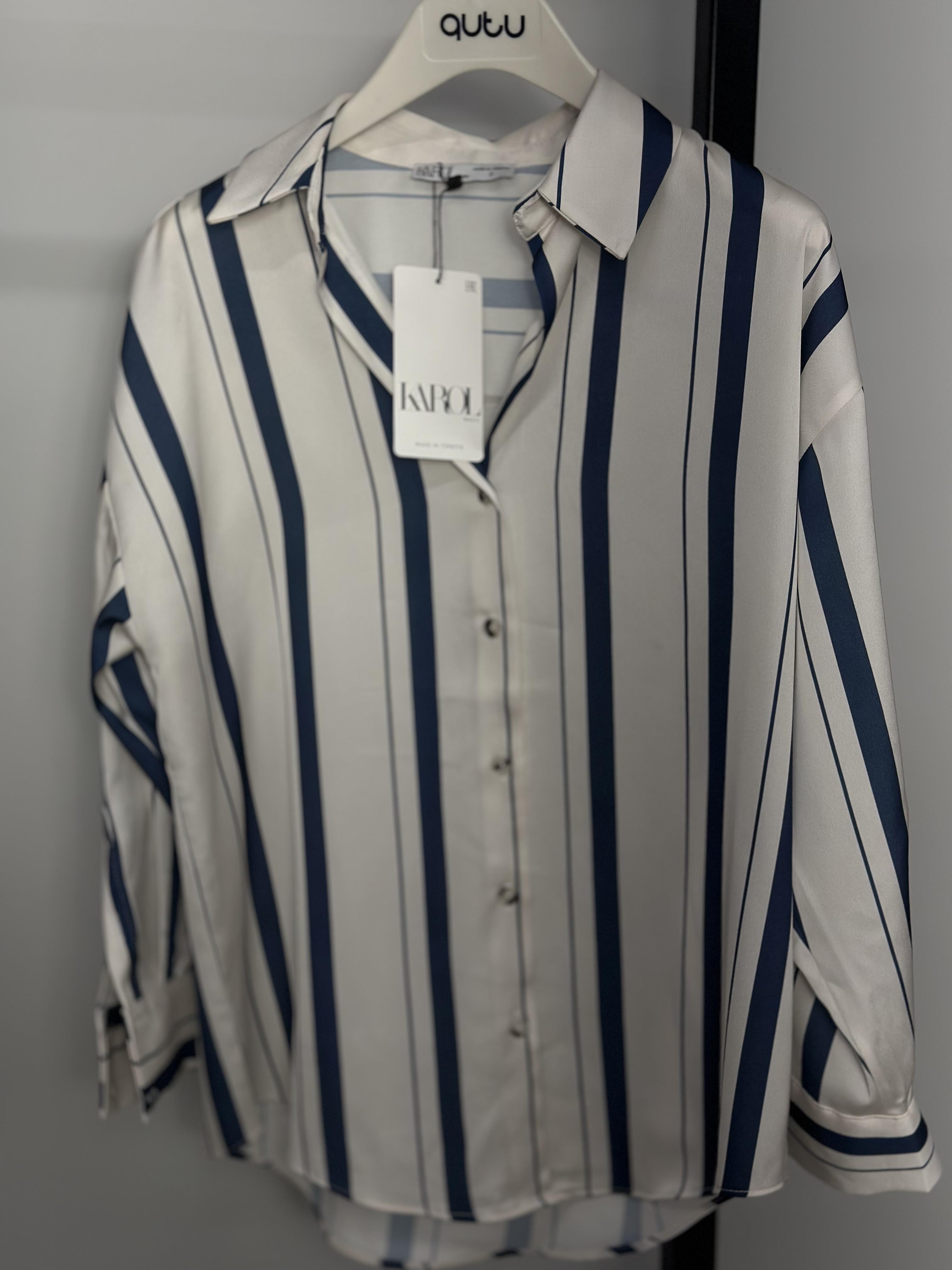 16455 KALIN CIZGILI SATEN GOMLEK