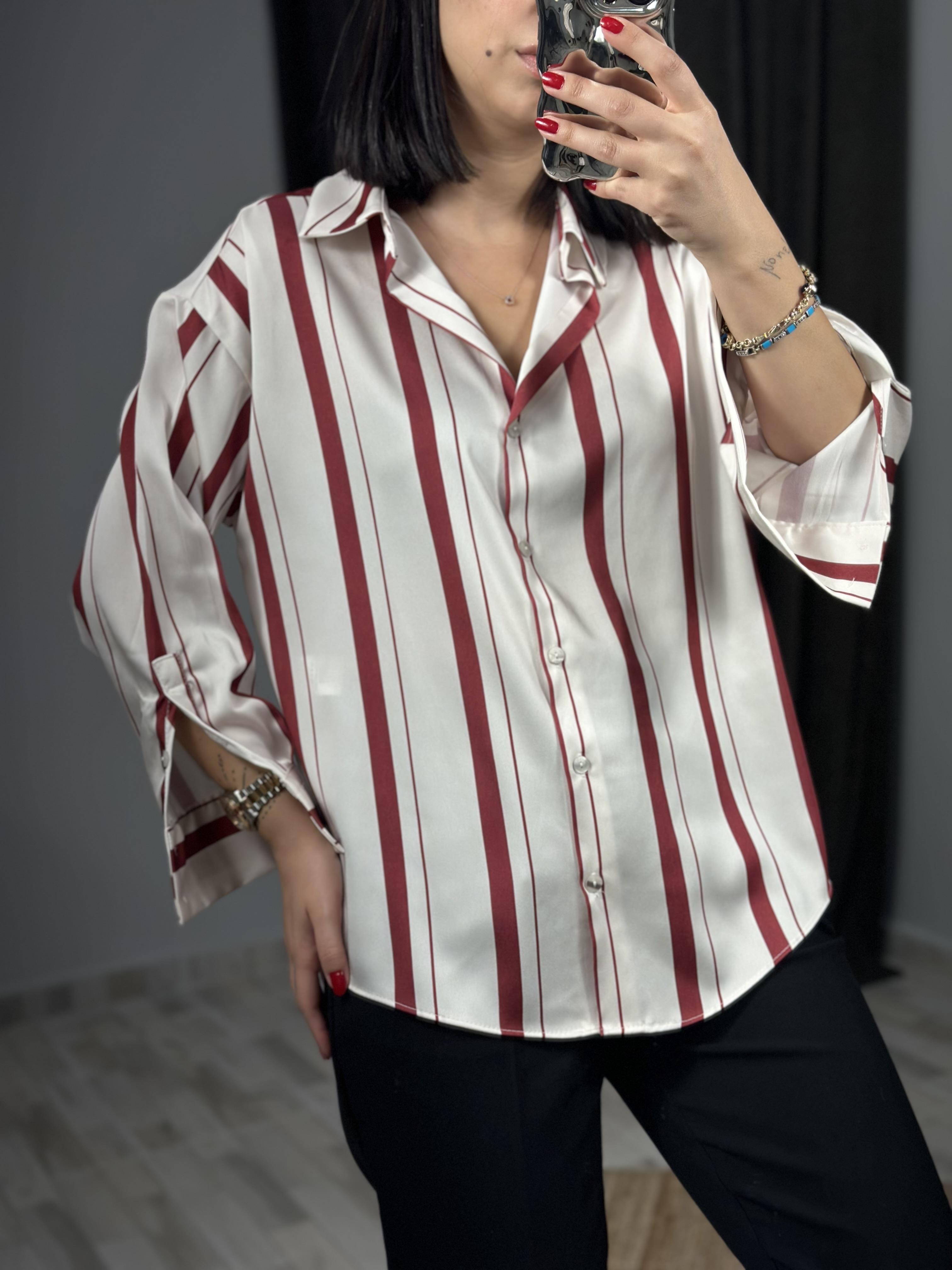 16455 KALIN CIZGILI SATEN GOMLEK