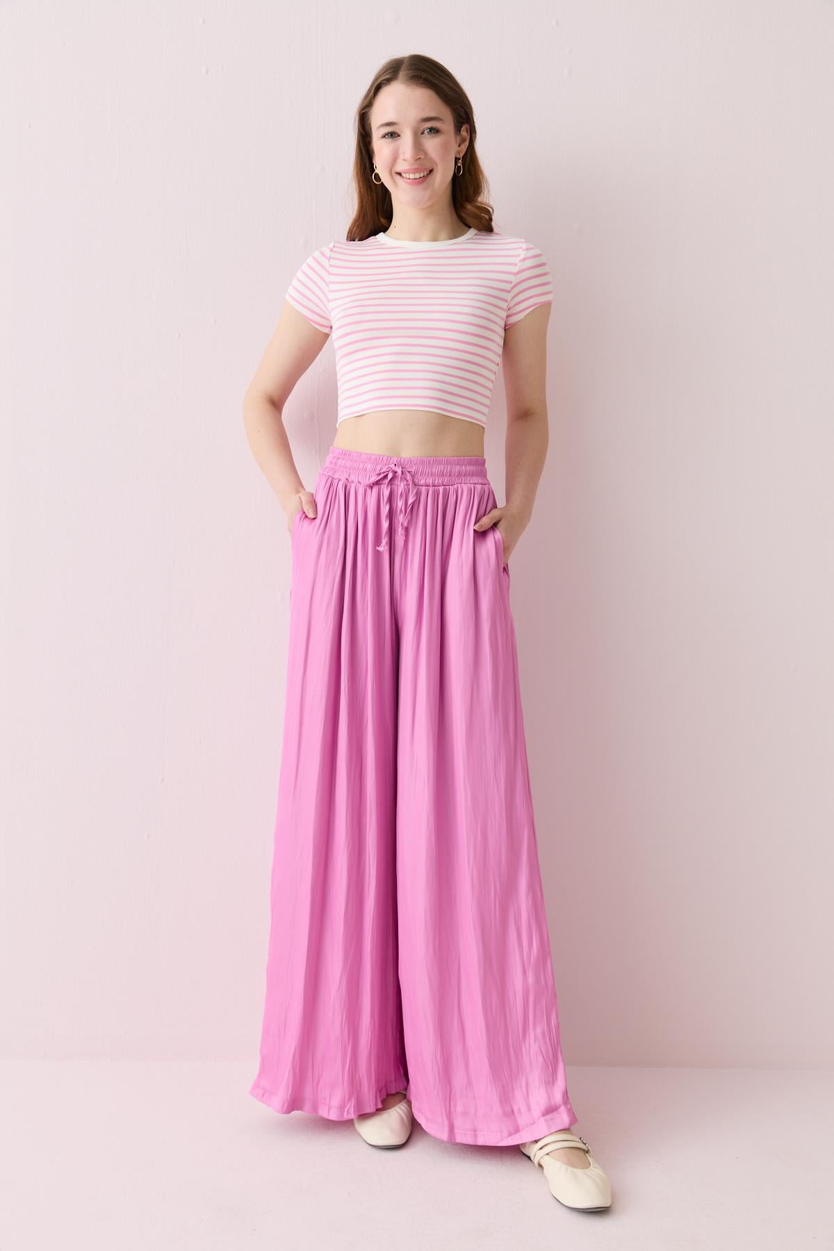 16632 SATEN BAGCIKLI PANTOLON