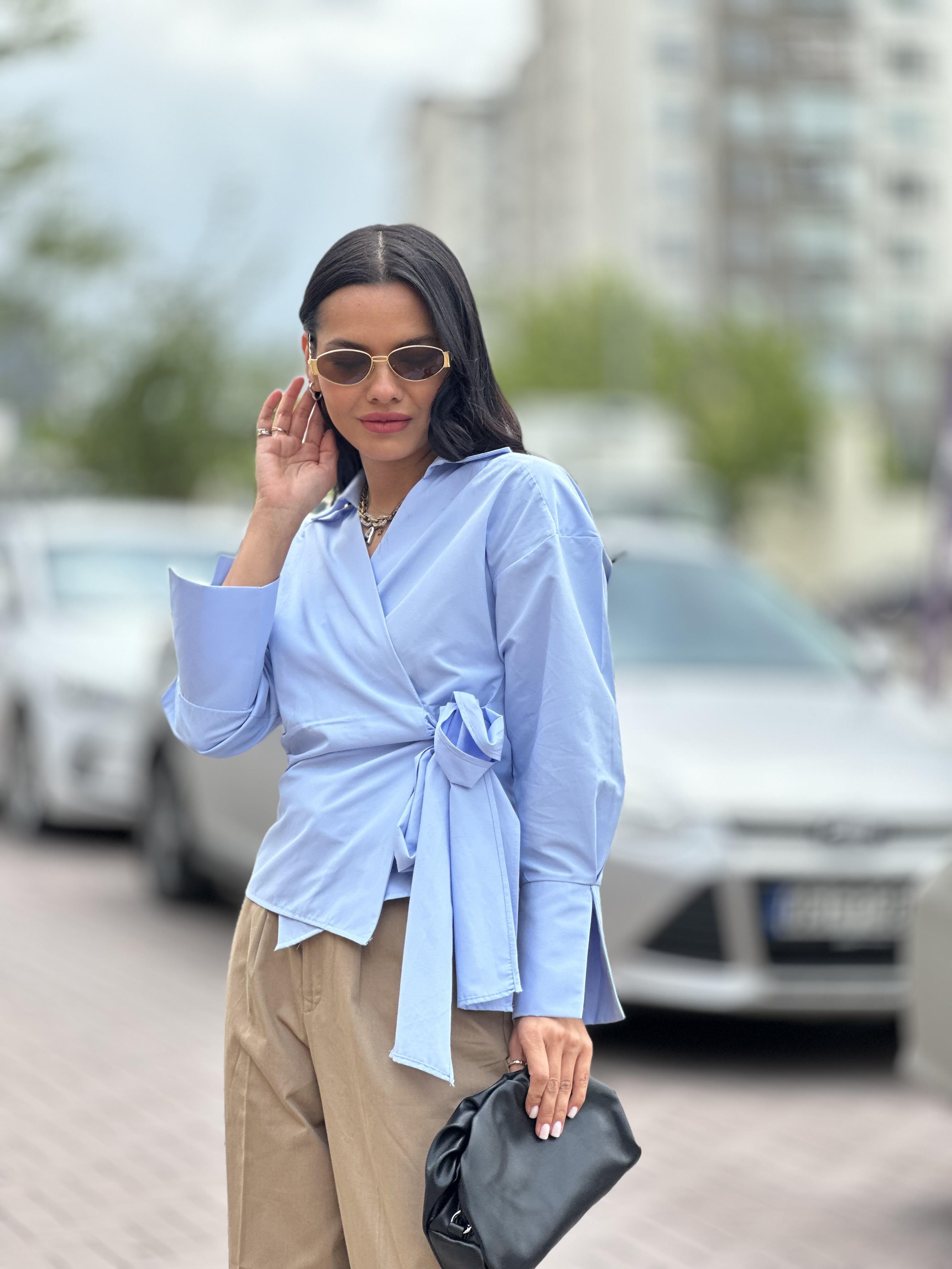 241023 DUZ YANDAN BAGLAMALI GOMLEK