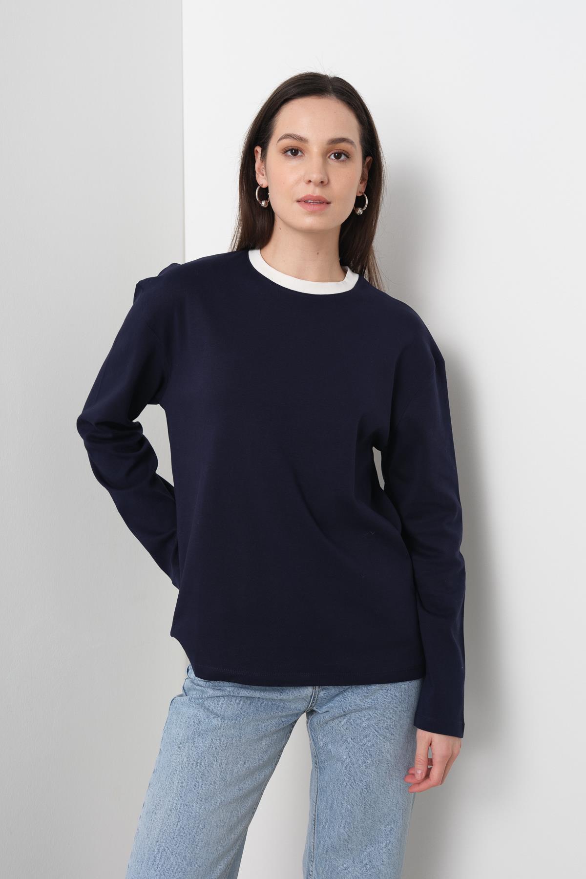 241139 IKI RENKLI BISIKLET YAKA TSHIRT
