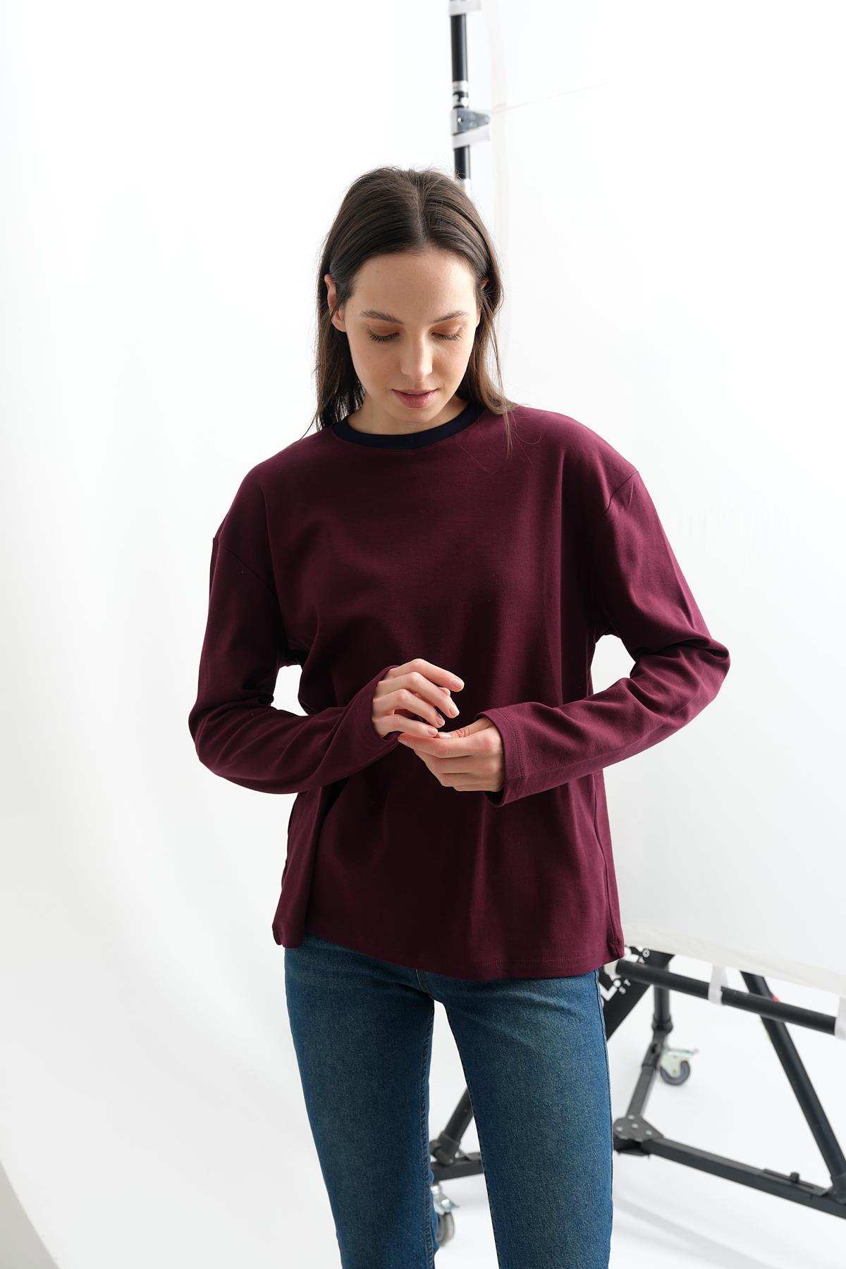 241139 IKI RENKLI BISIKLET YAKA TSHIRT