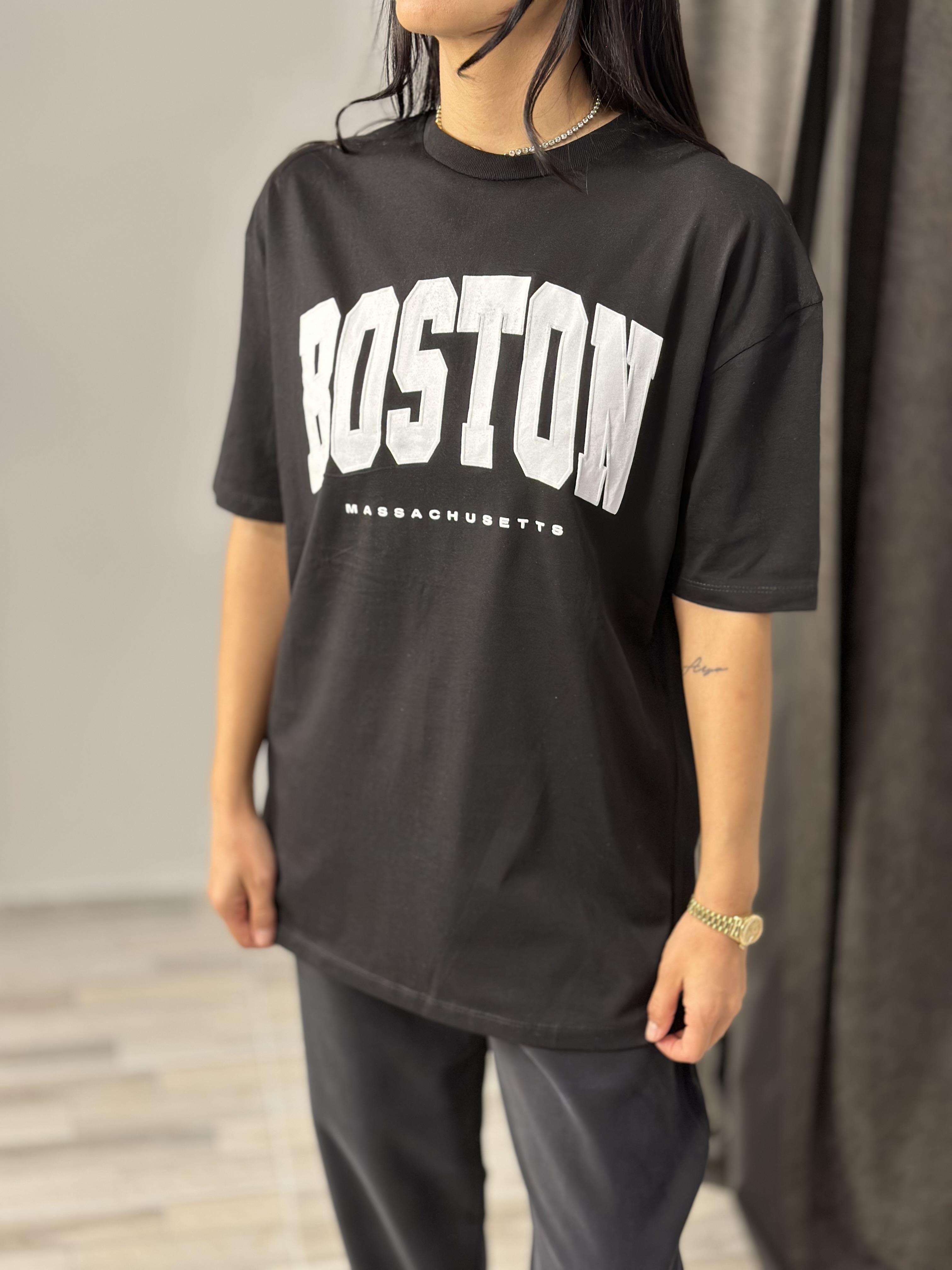 2519 BOSTON YAZILI TSHIRT