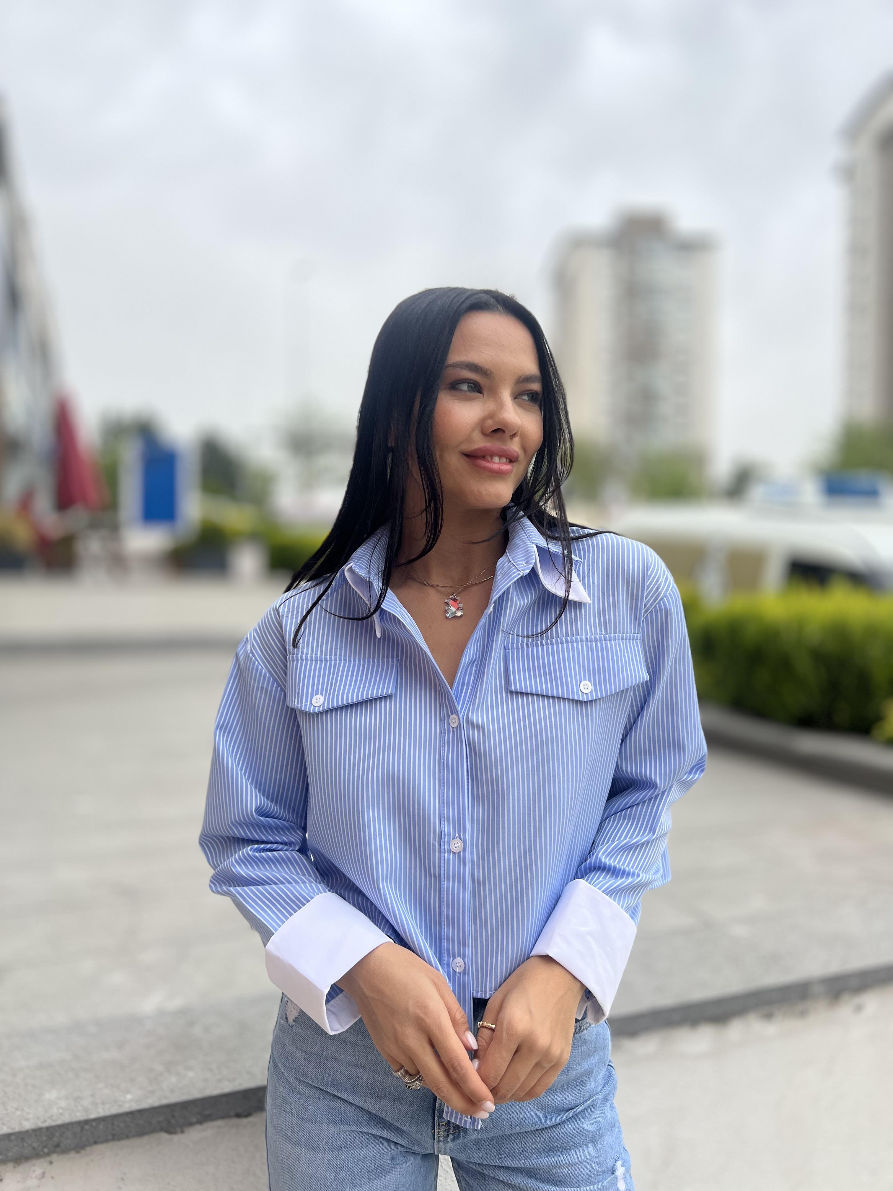 2901 CIFT YAKA CIZGILI GOMLEK