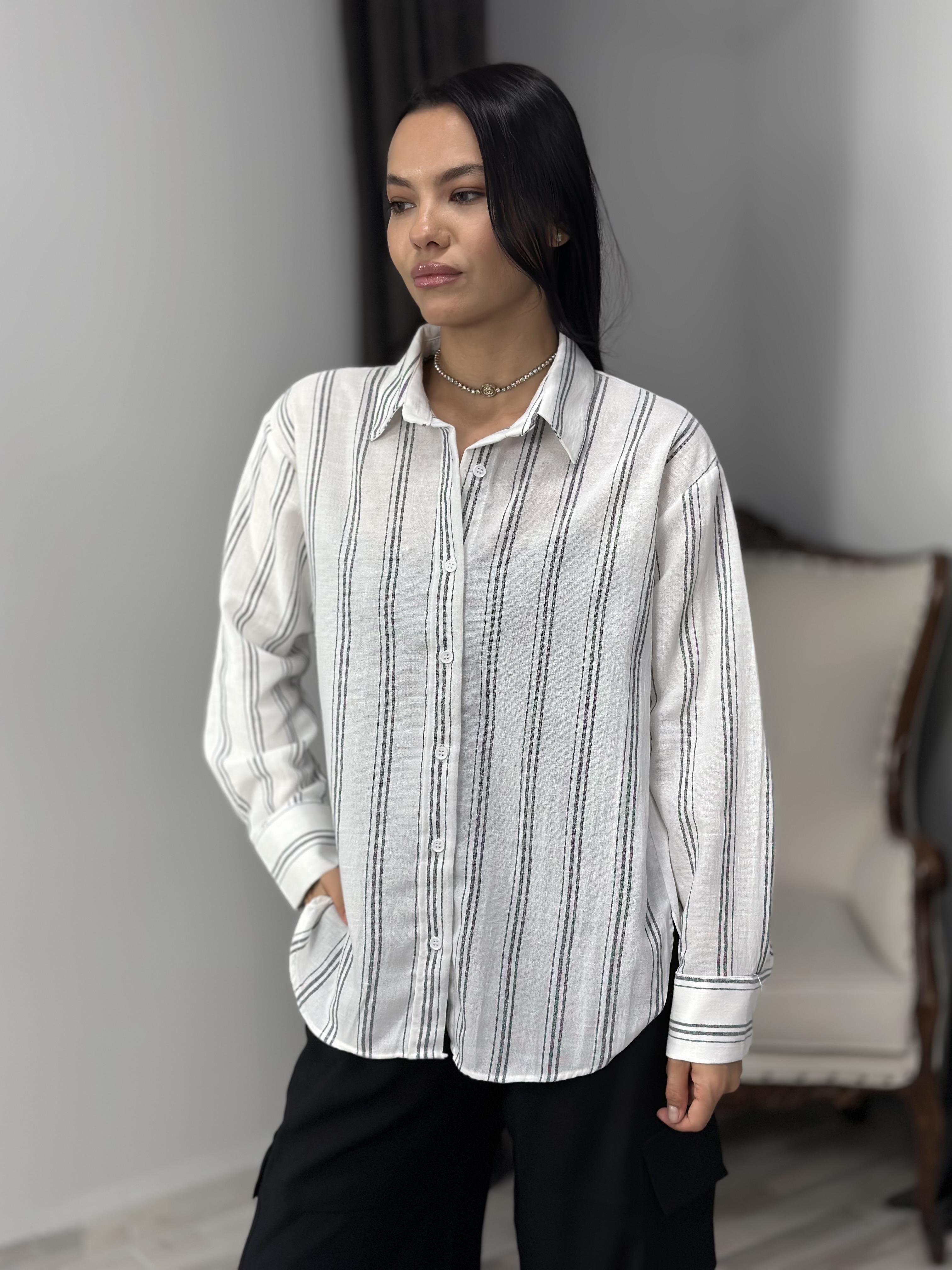 3005 CIZGILI KETEN GOMLEK