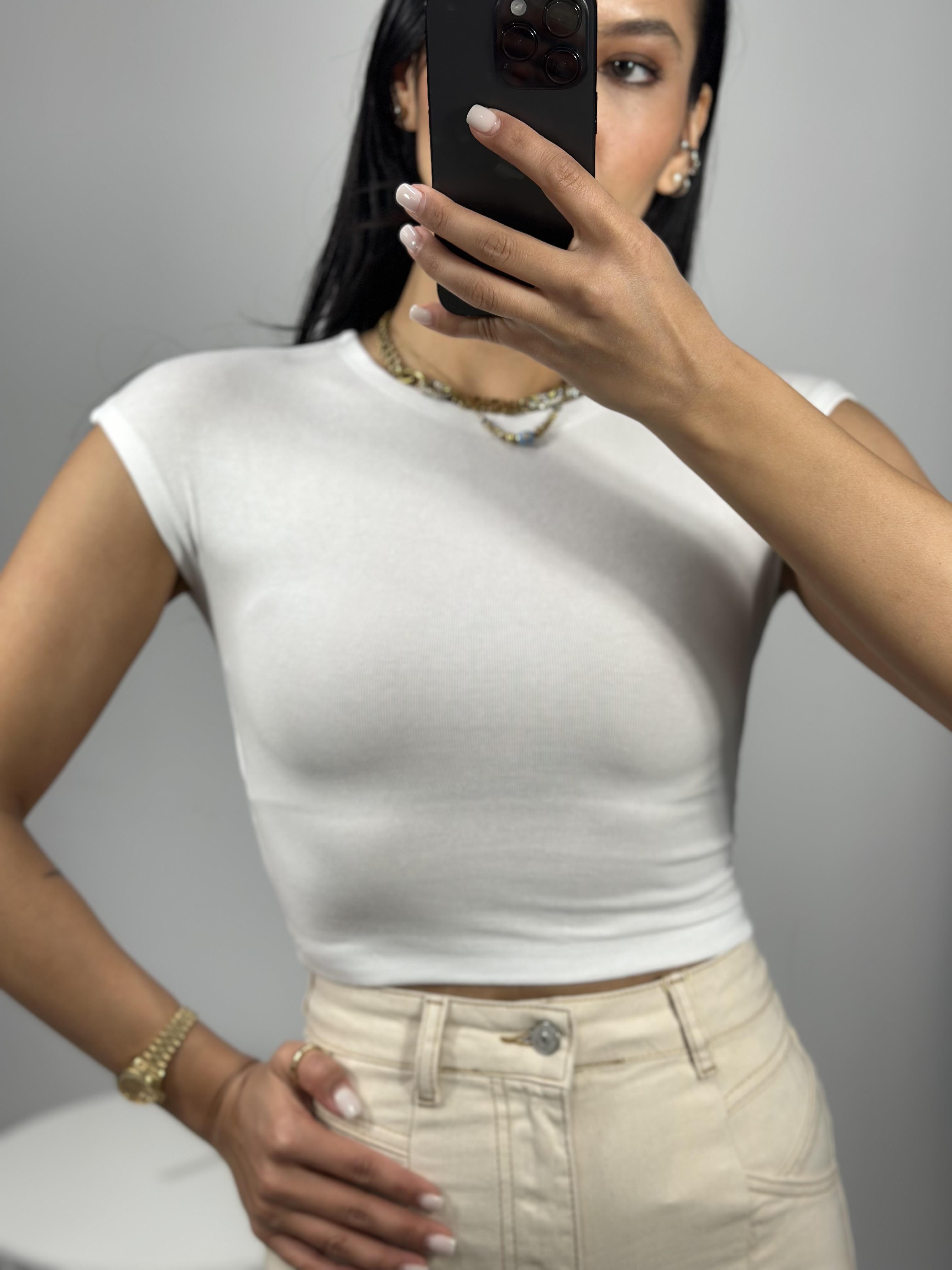 30528 PAMUKLU VE MODAL KARISIMLI CROP TOP