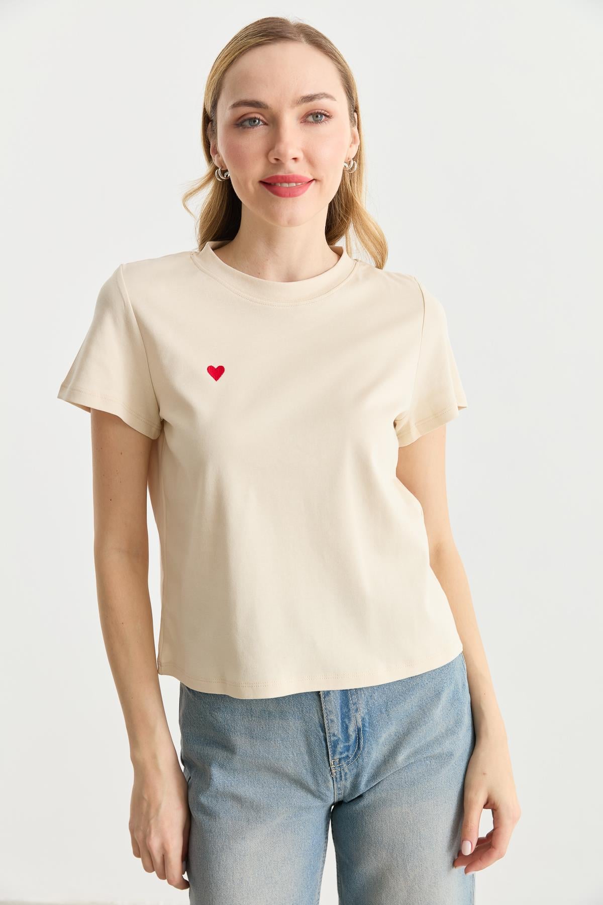 30584 BISIKLET YAKA PAMUKLU TSHIRT