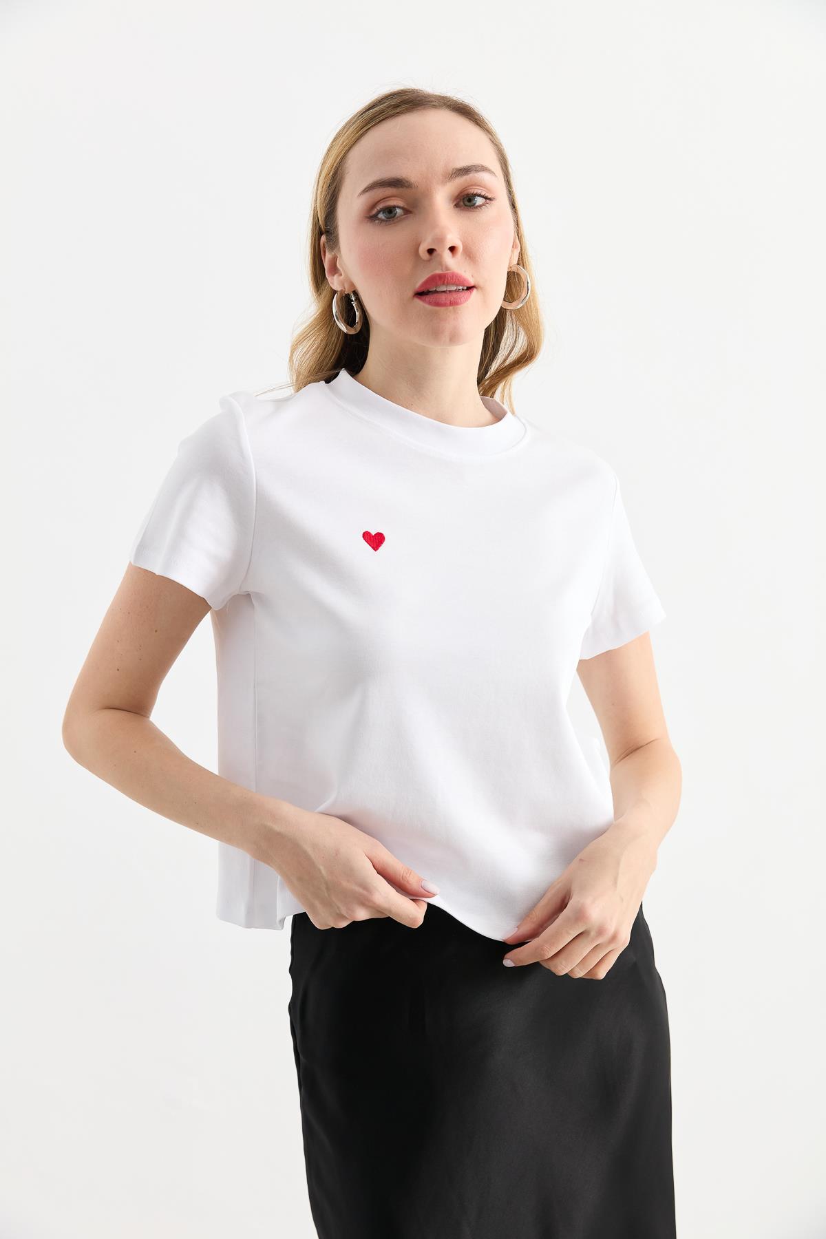 30584 BISIKLET YAKA PAMUKLU TSHIRT