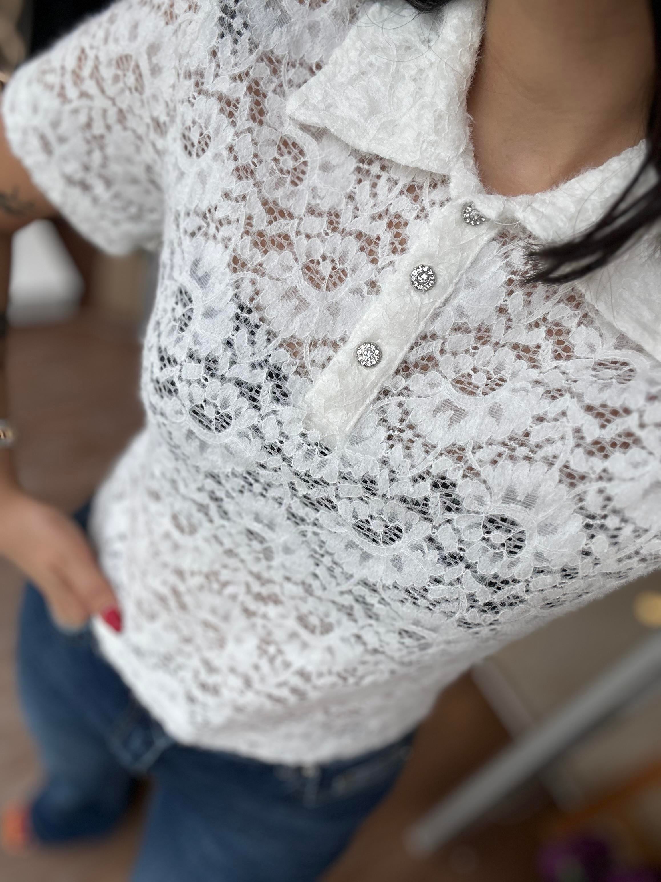 30775 POLO YAKA DANTEL TOP