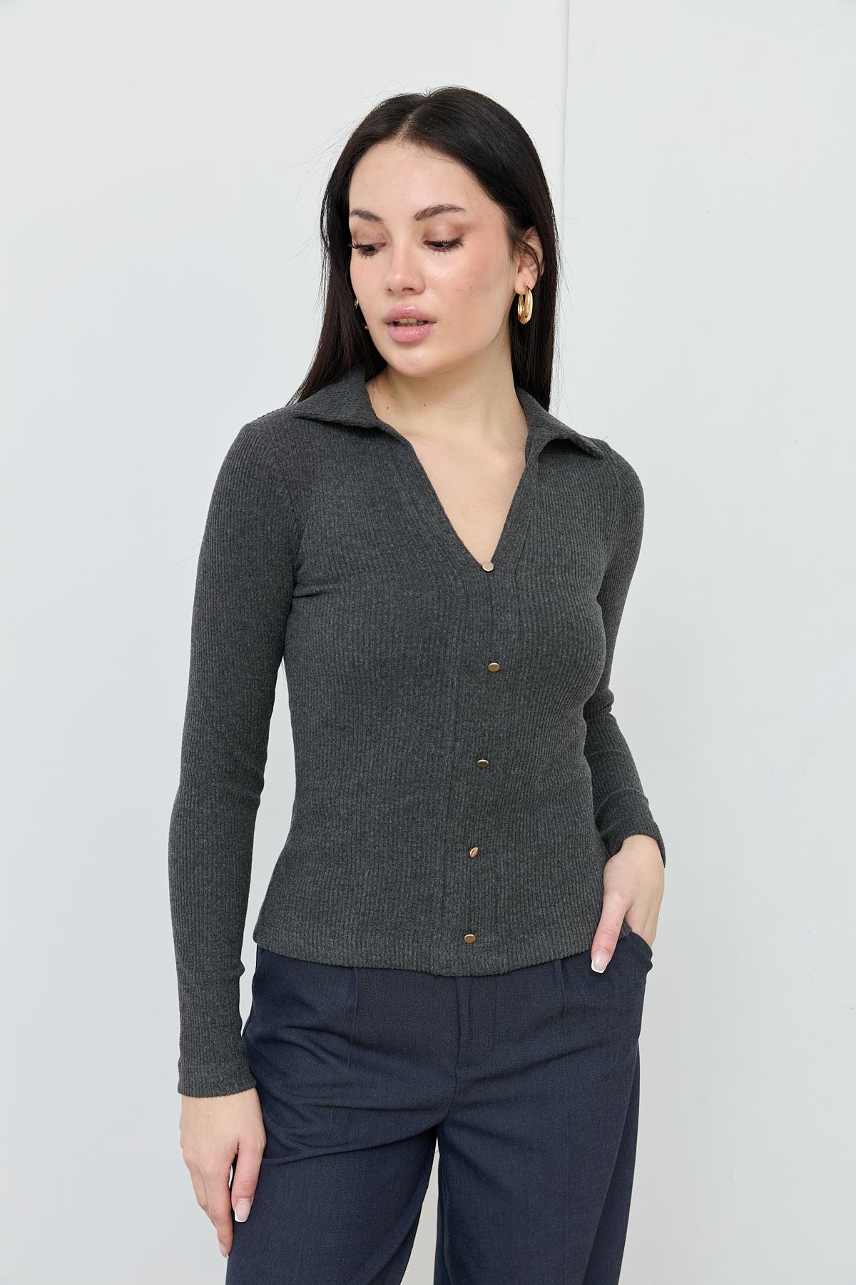 31436 POLO YAKA DUGME DETAYLI TOP