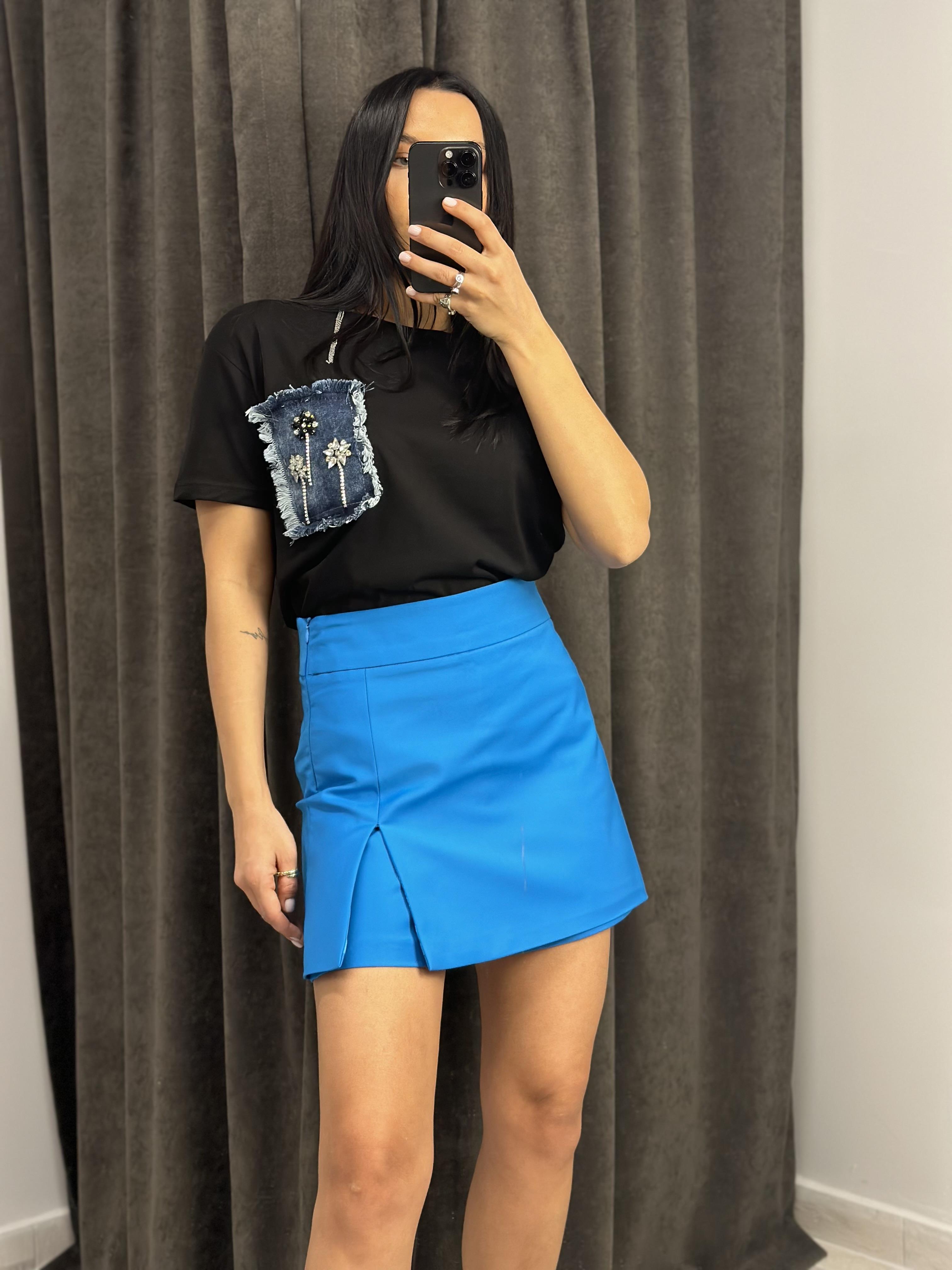 3977 YIRTMAC DETAYLI SORT ETEK