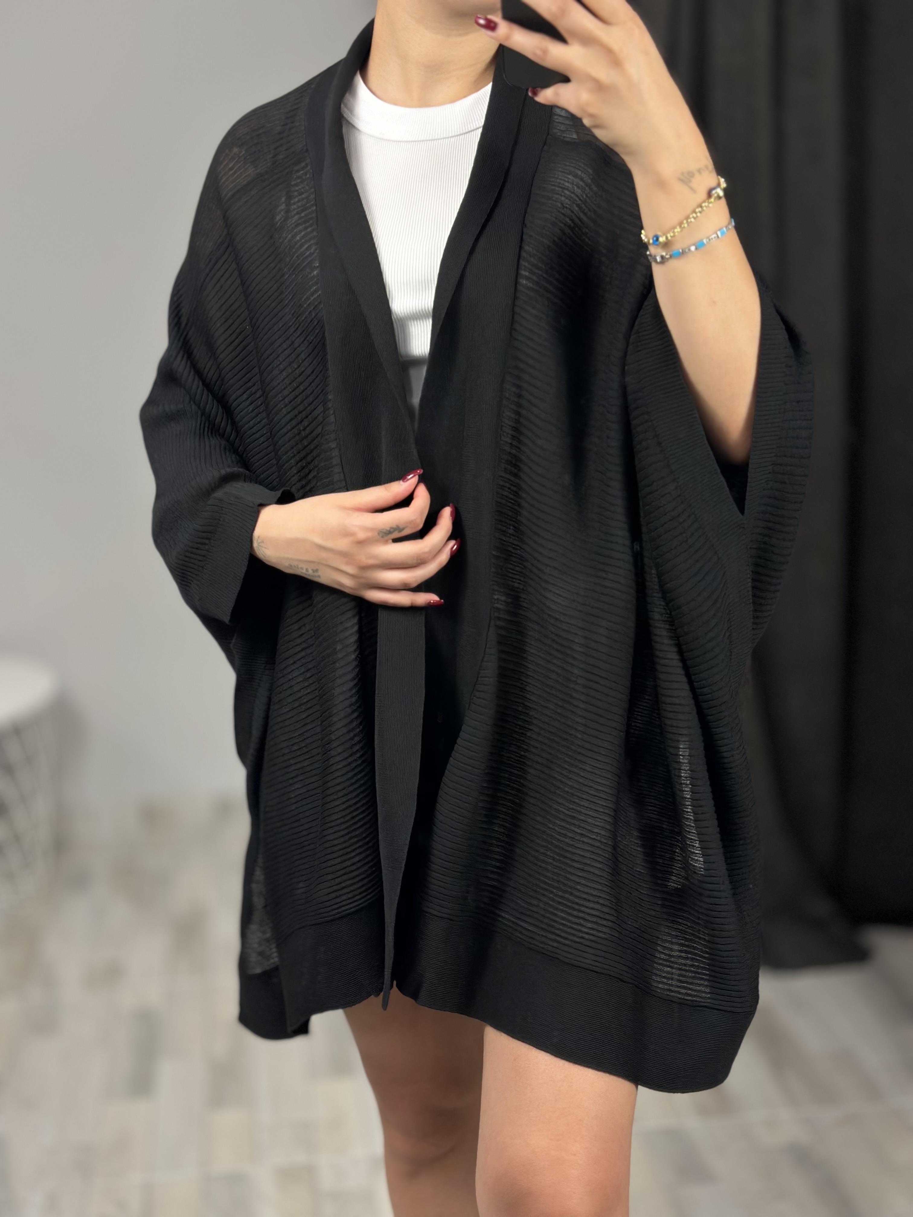 60232 KIMONO KOL INCE DOKULU ASIMETRIK TRIKO HIRKA