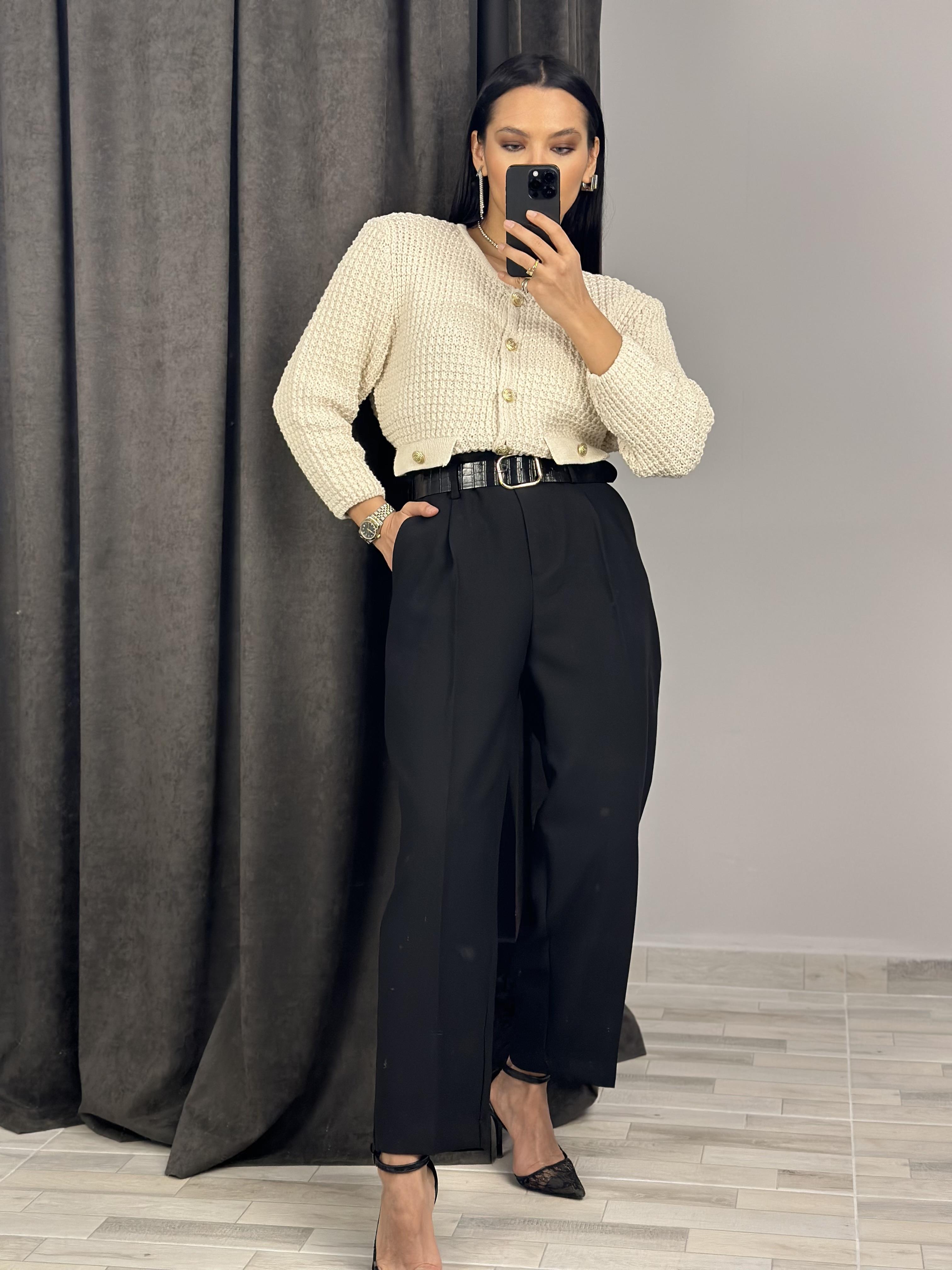 71265 KEMERLI  HAVUC FIT PANTOLON