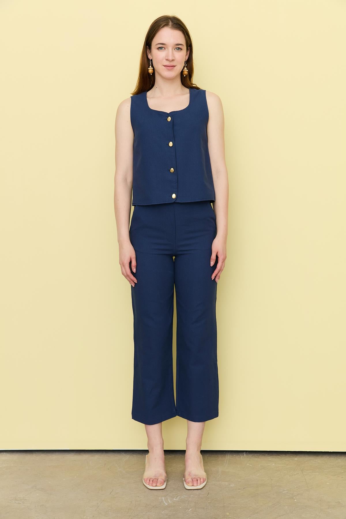 7134 GOLD DUGME YELEK PANTOLON