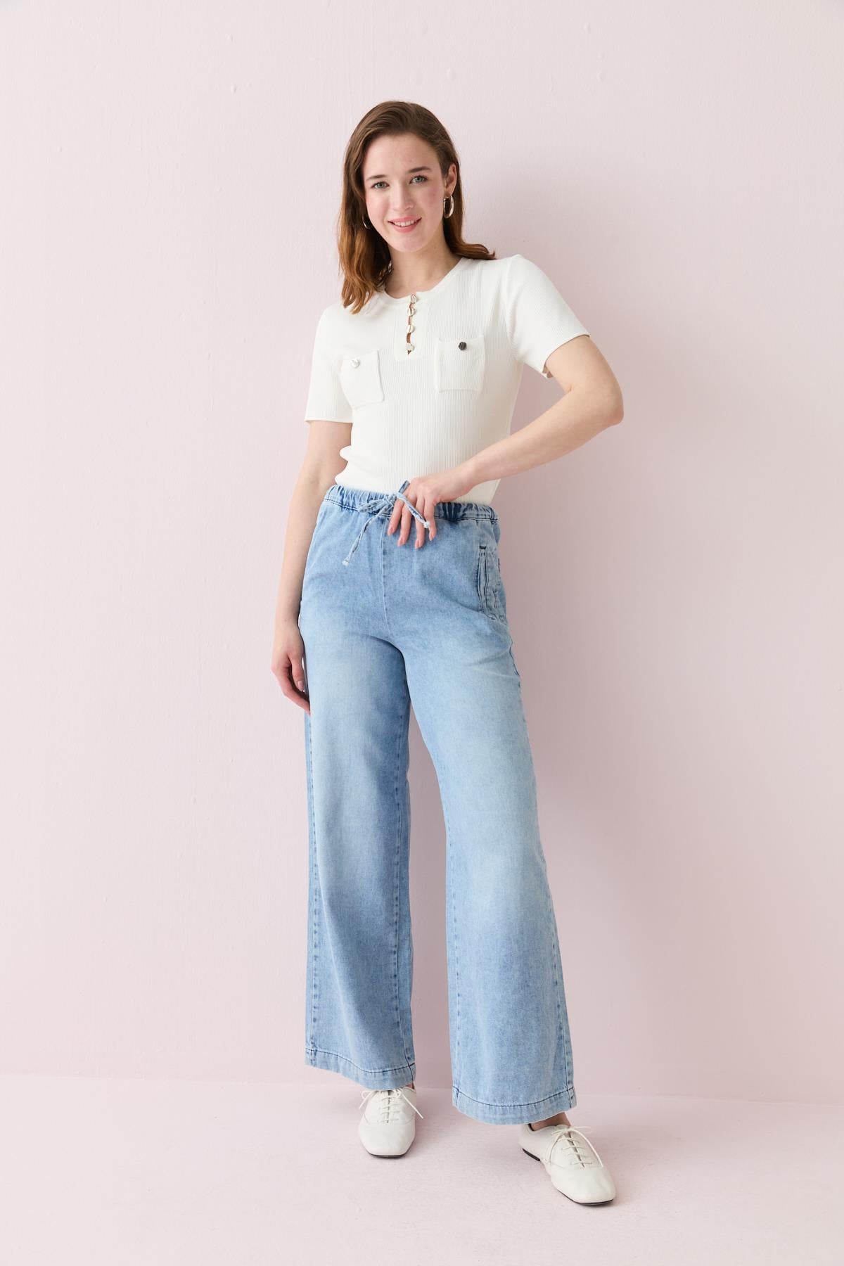 799 DRAWSTRING WIDE LEG JEAN