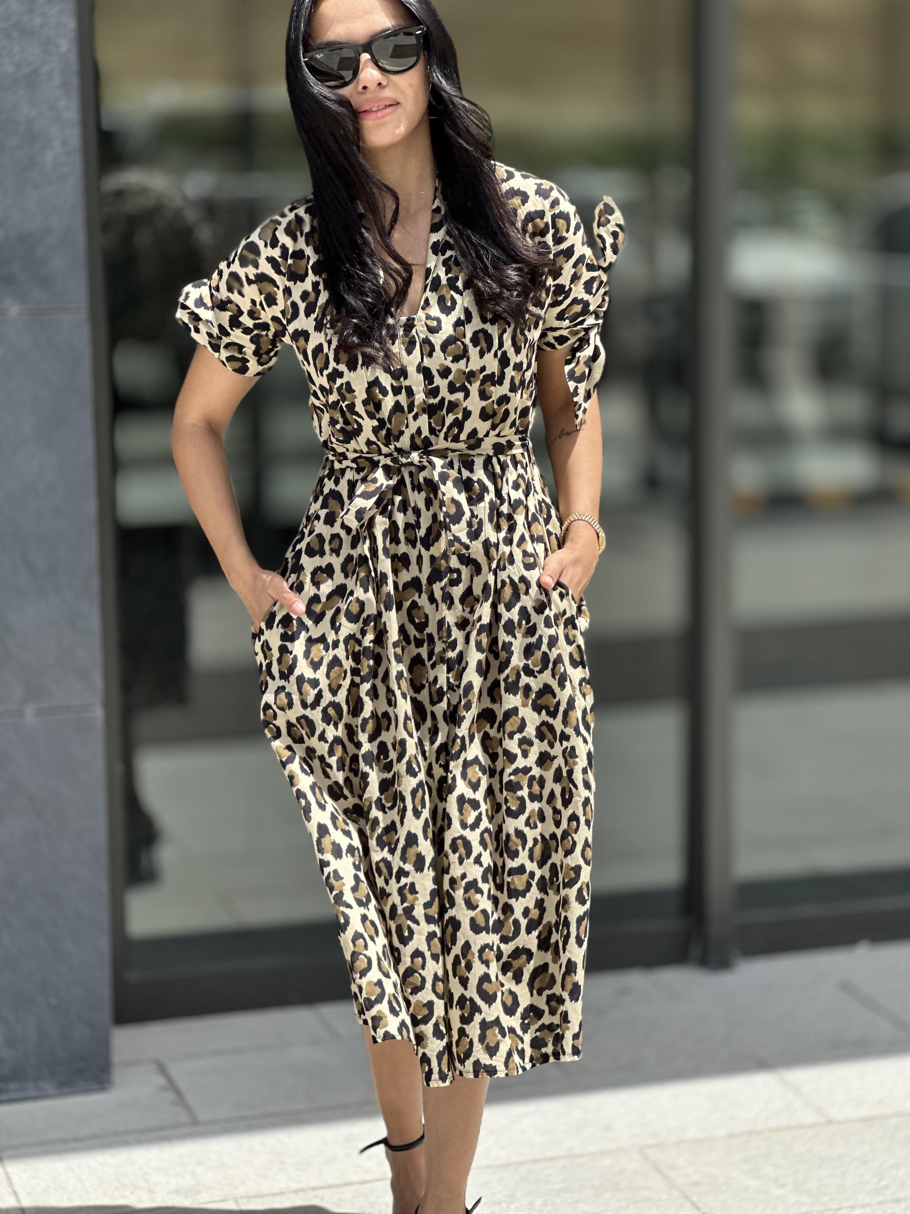 8142 LEOPAR DESEN ELBISE
