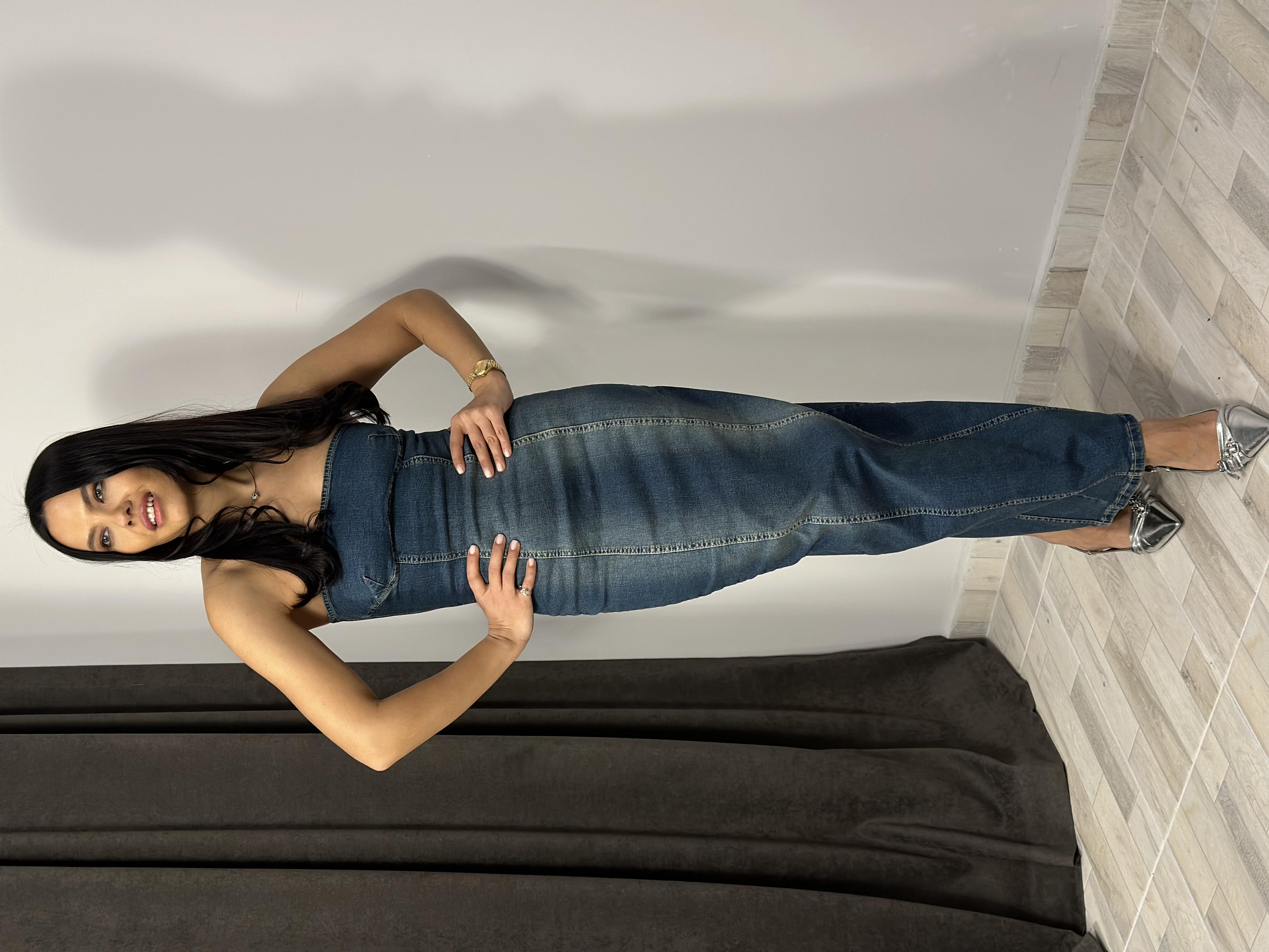 90535 LİKRALI UZUN STRAPLEZ ELBİSE