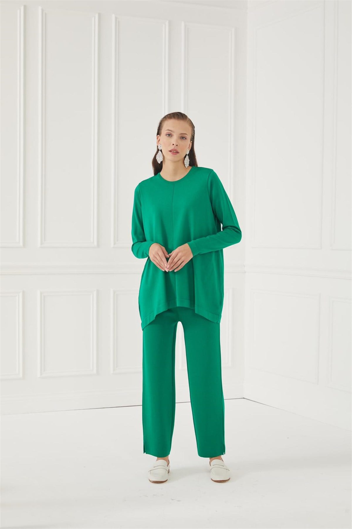 ANEMONE SOĞUK İPLİK PANTOLON YEŞİL