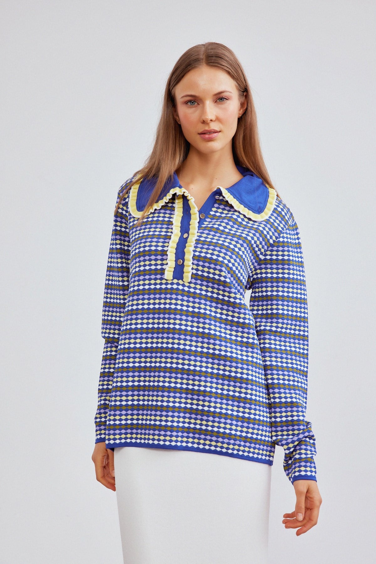 AQUİLA MERSERİZE BLUZ SARI-SAKS