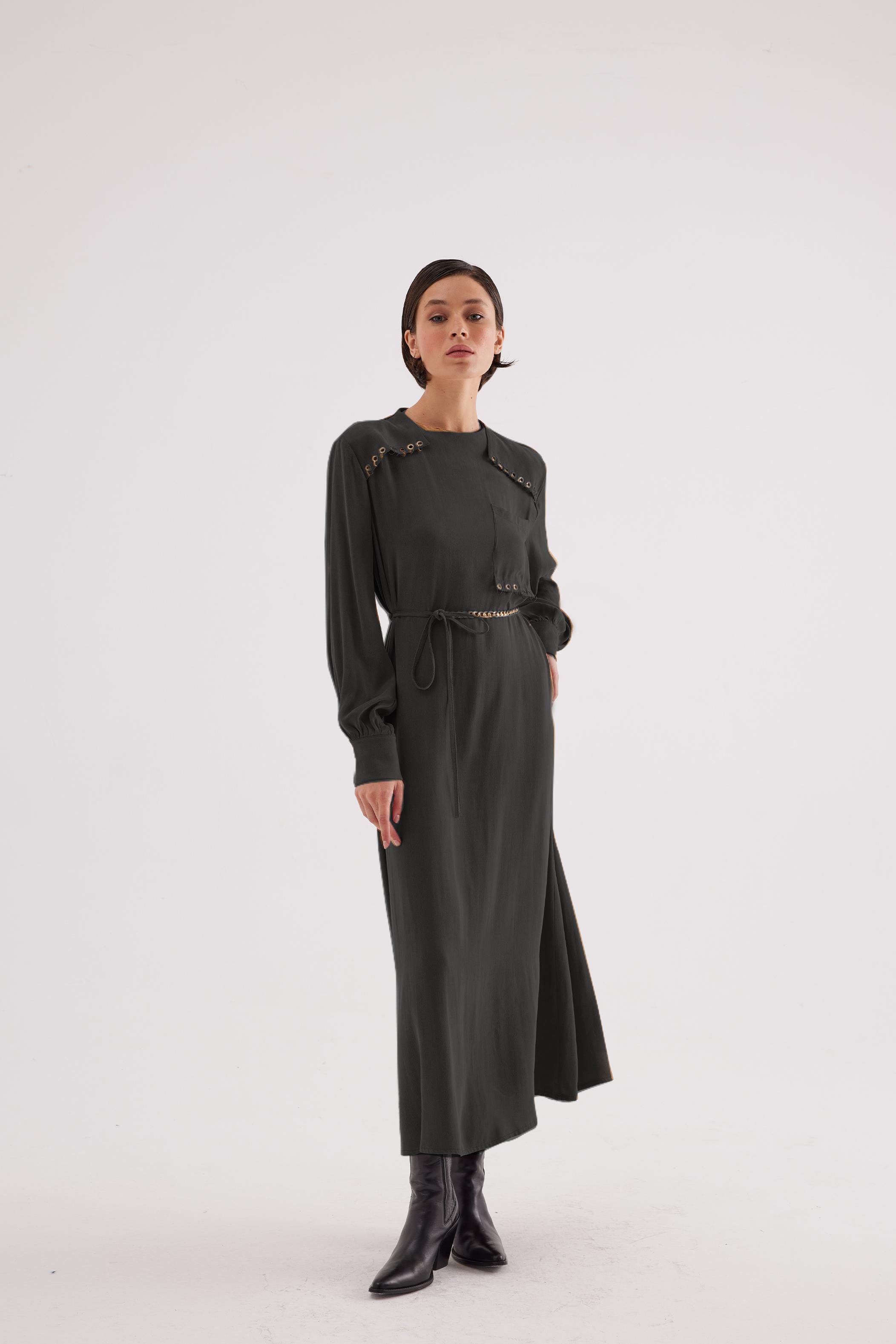 CARMEN GOLD DETAYLI ELBİSE SİYAH