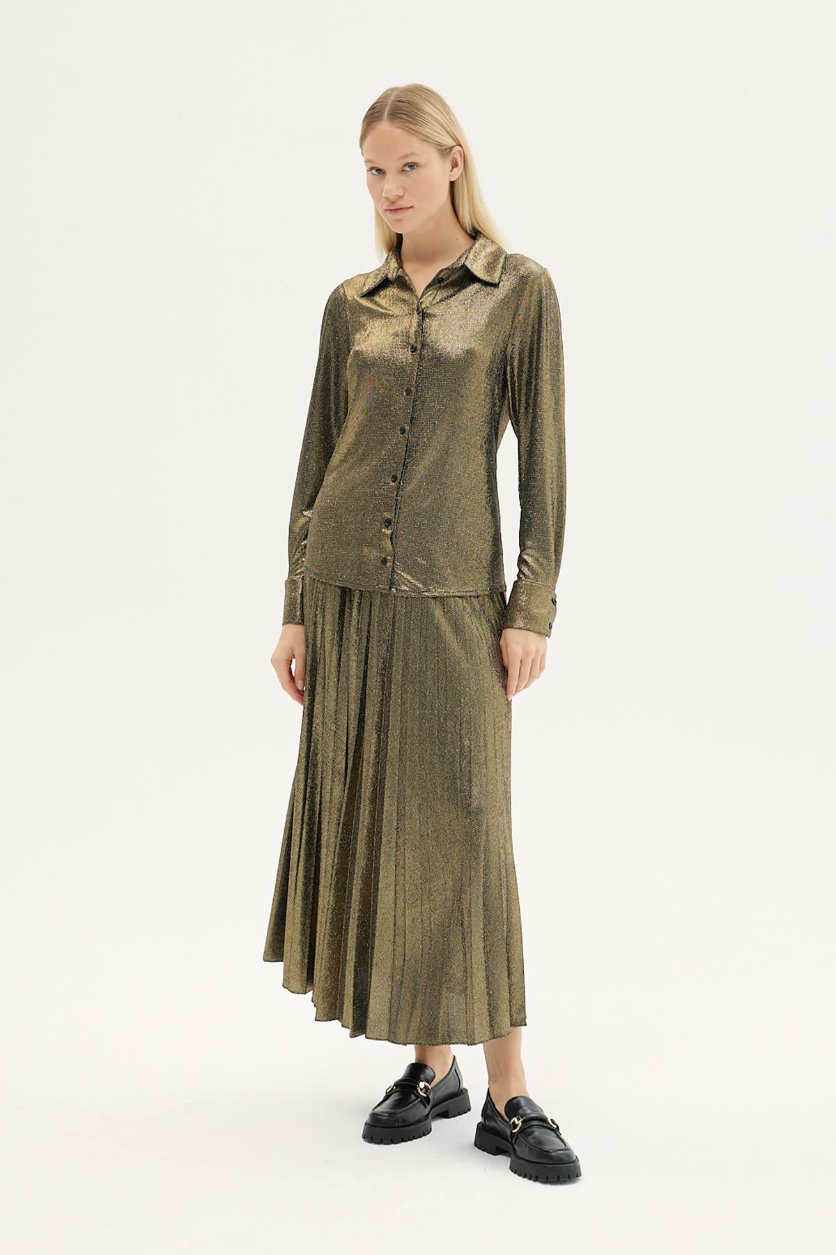 JUANA PİLİSELİ ETEK GOLD