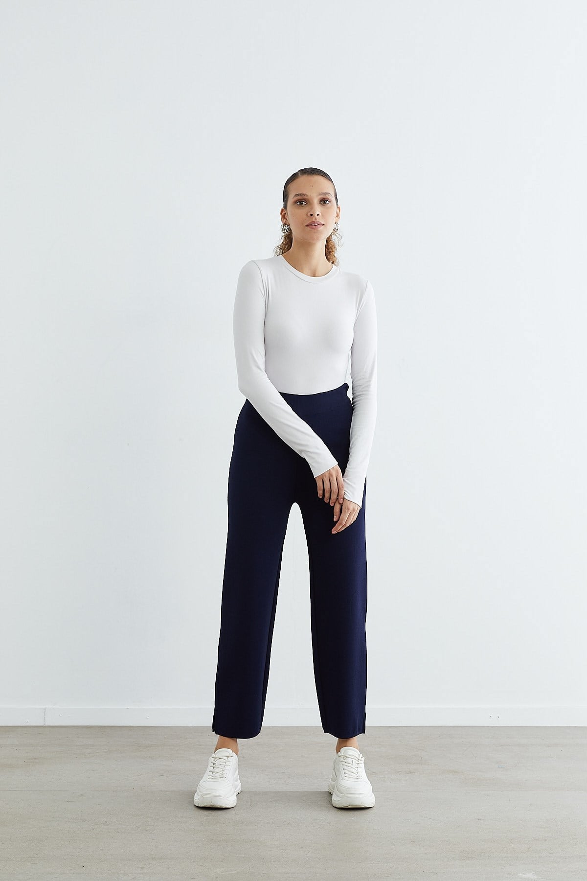MERSERİZE DAR PAÇA PANTOLON LACİVERT