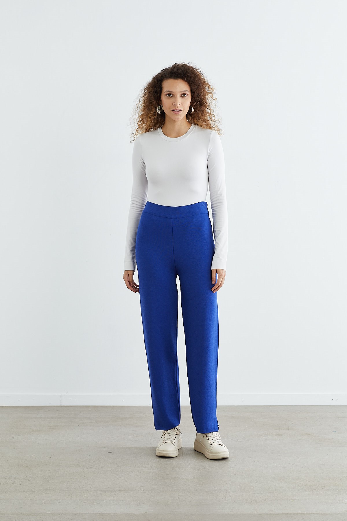 MERSERİZE DAR PAÇA PANTOLON SAKS