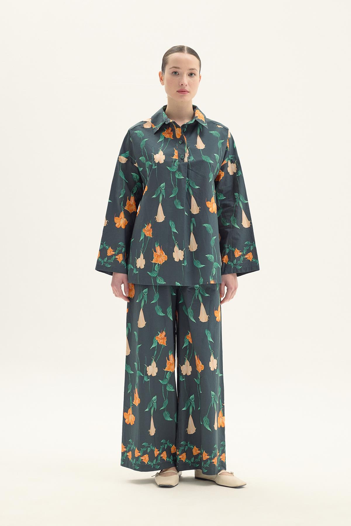 MOLLY COTTON PANTOLONLU TAKIM DESENLİ