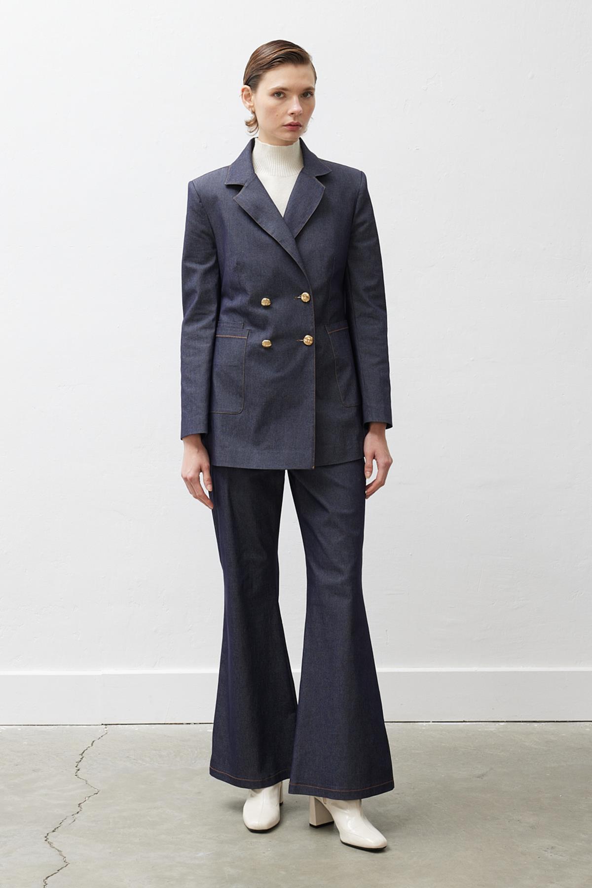 NANCY BLAZER KOT CEKET MAVİ