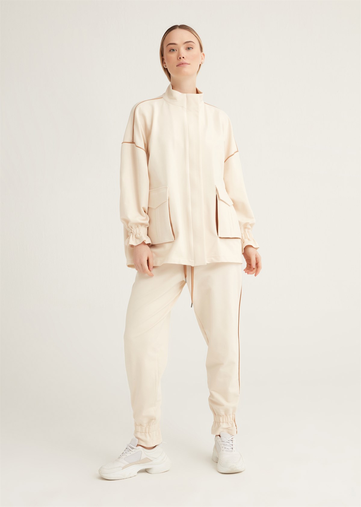 SPİCA FERMUARLI SWEAT KAP - BEJ