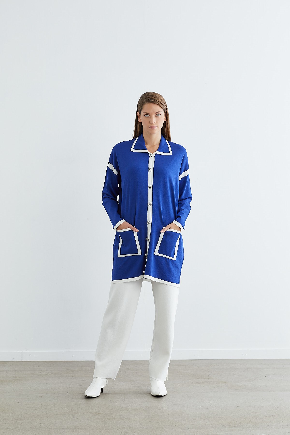 TARAZED MERSERİZE HIRKA SAKS-EKRU