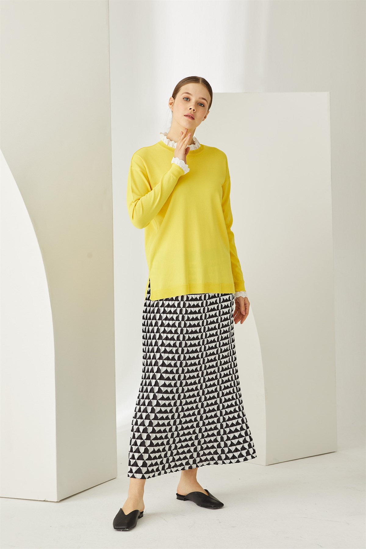 WAVY TRİKO TUNİK SARI