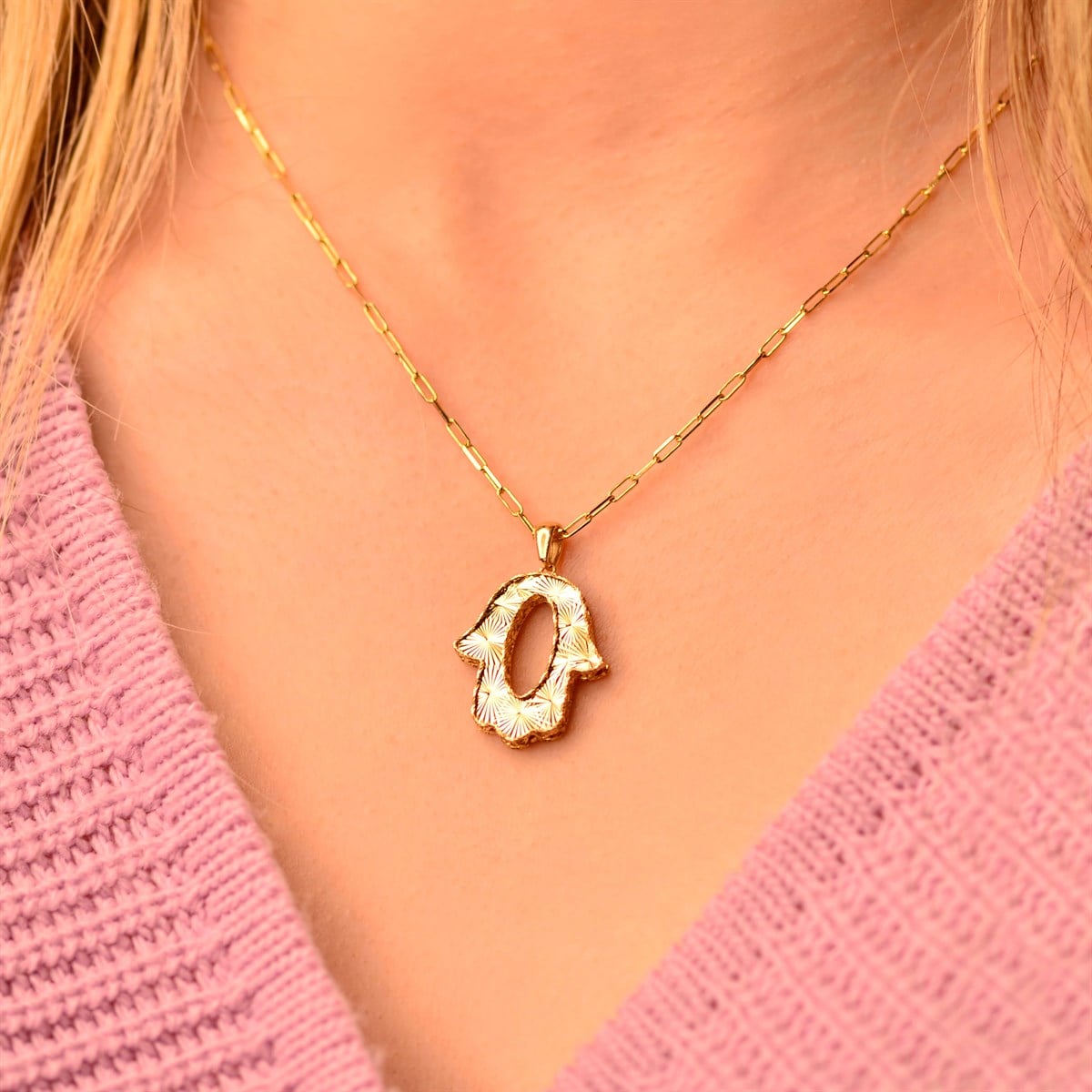 ALTIN FATMA ELİ KOLYE