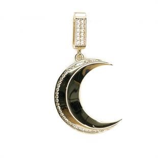DIŞTAN TAŞLI HİLAL CHARM KOLYE UCU