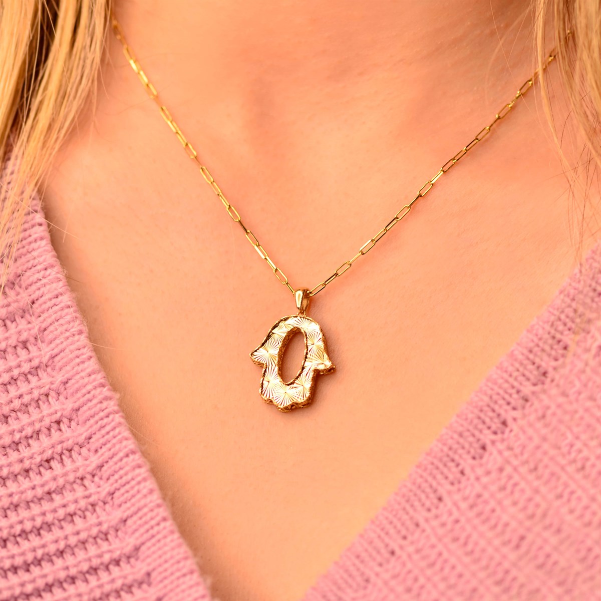 ALTIN FATMA ELİ KOLYE