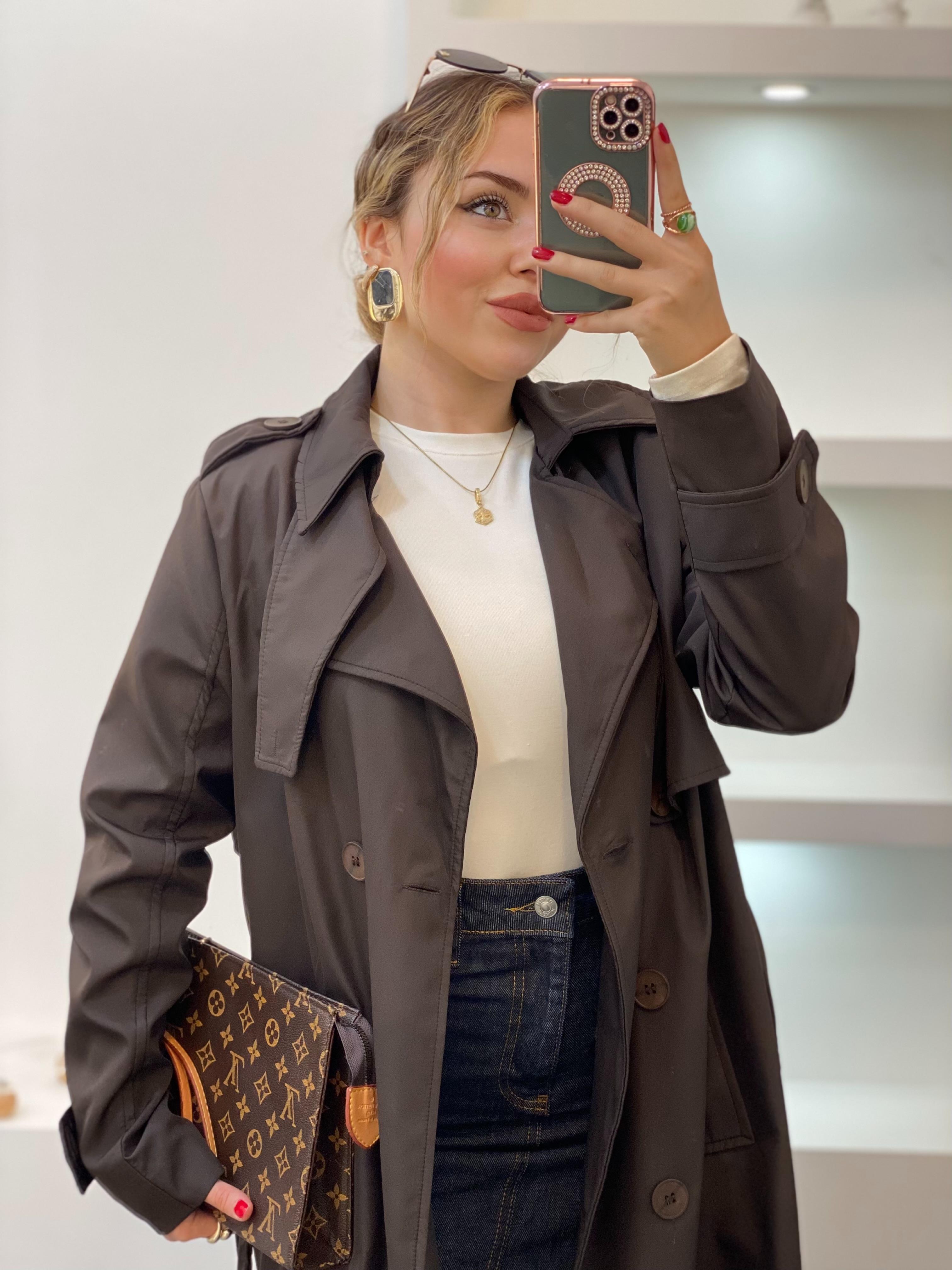 Acı Kahve Apoletli Su Geçirmez Model Maxi Boy Trenç