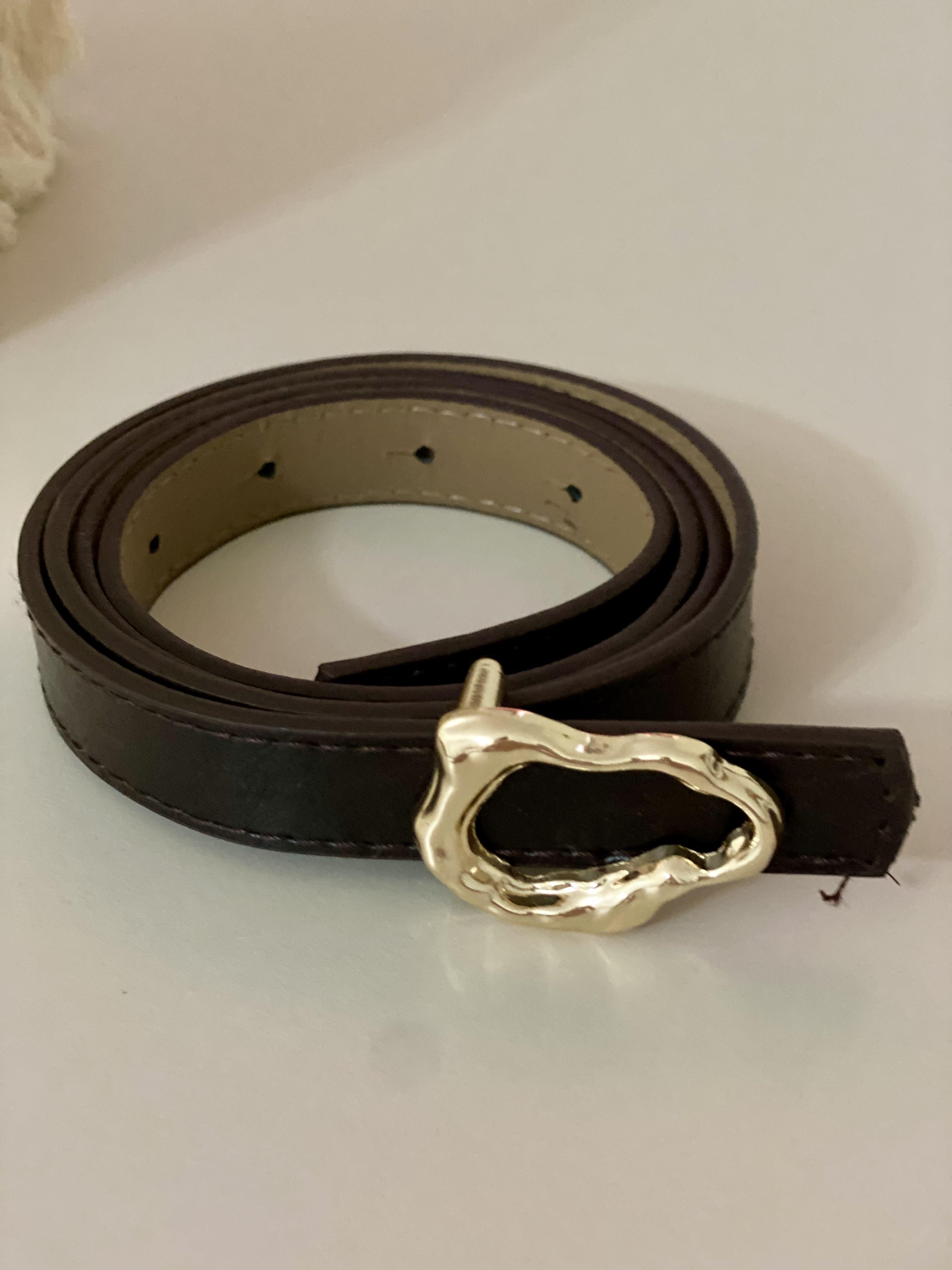 Acı Kahve Oval Gold Tokalı Kemer