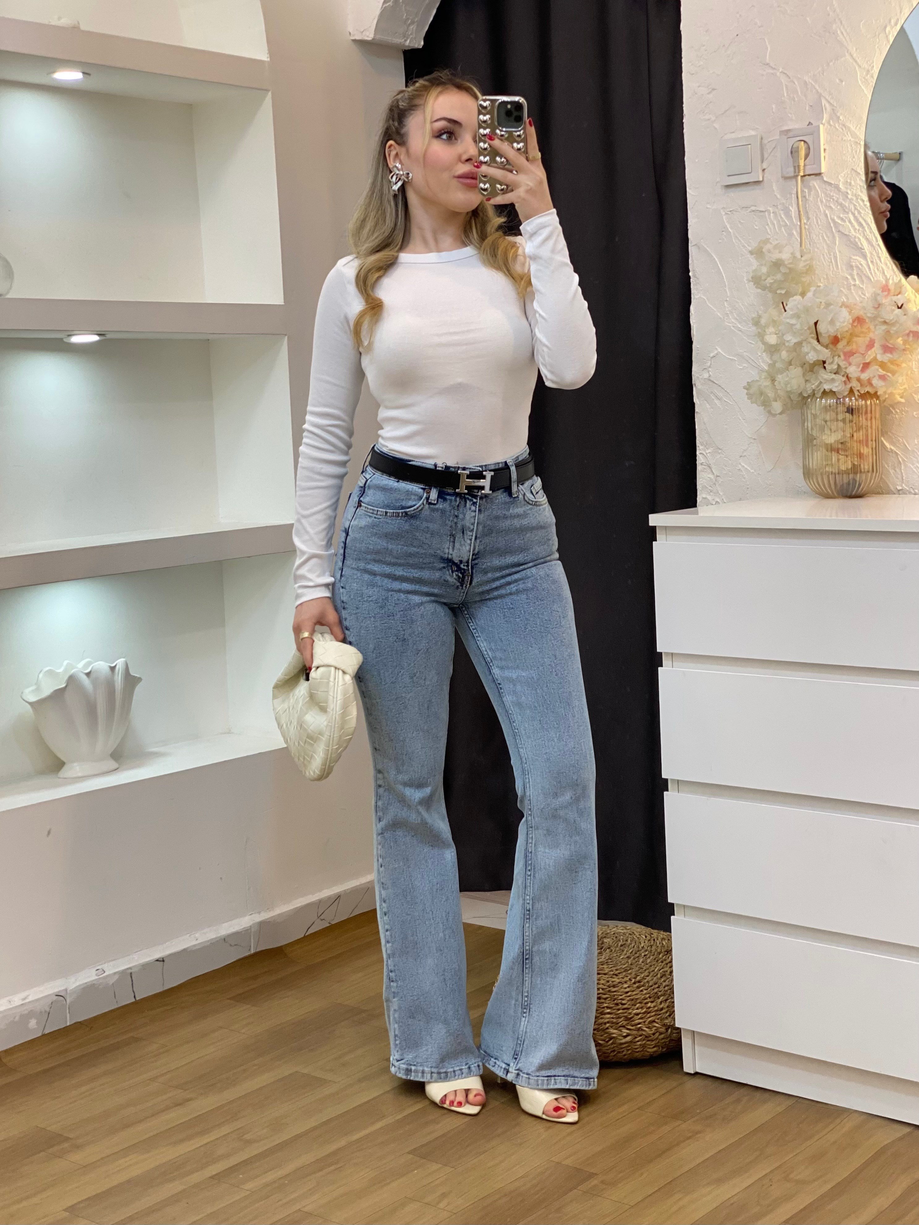 Açık Mavi İspanyol Jean
