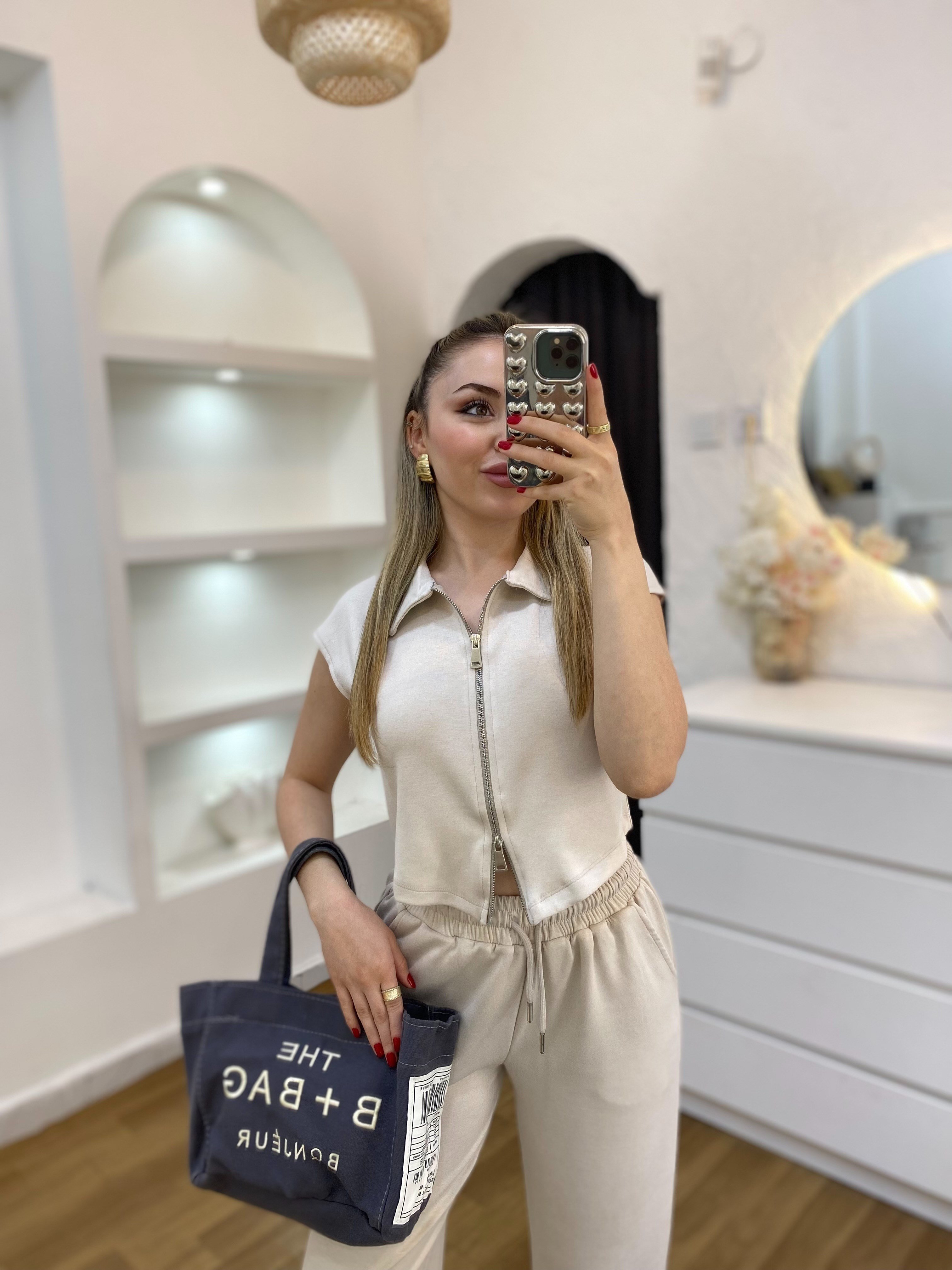 Bej Fermuarlı Model Modal Takım