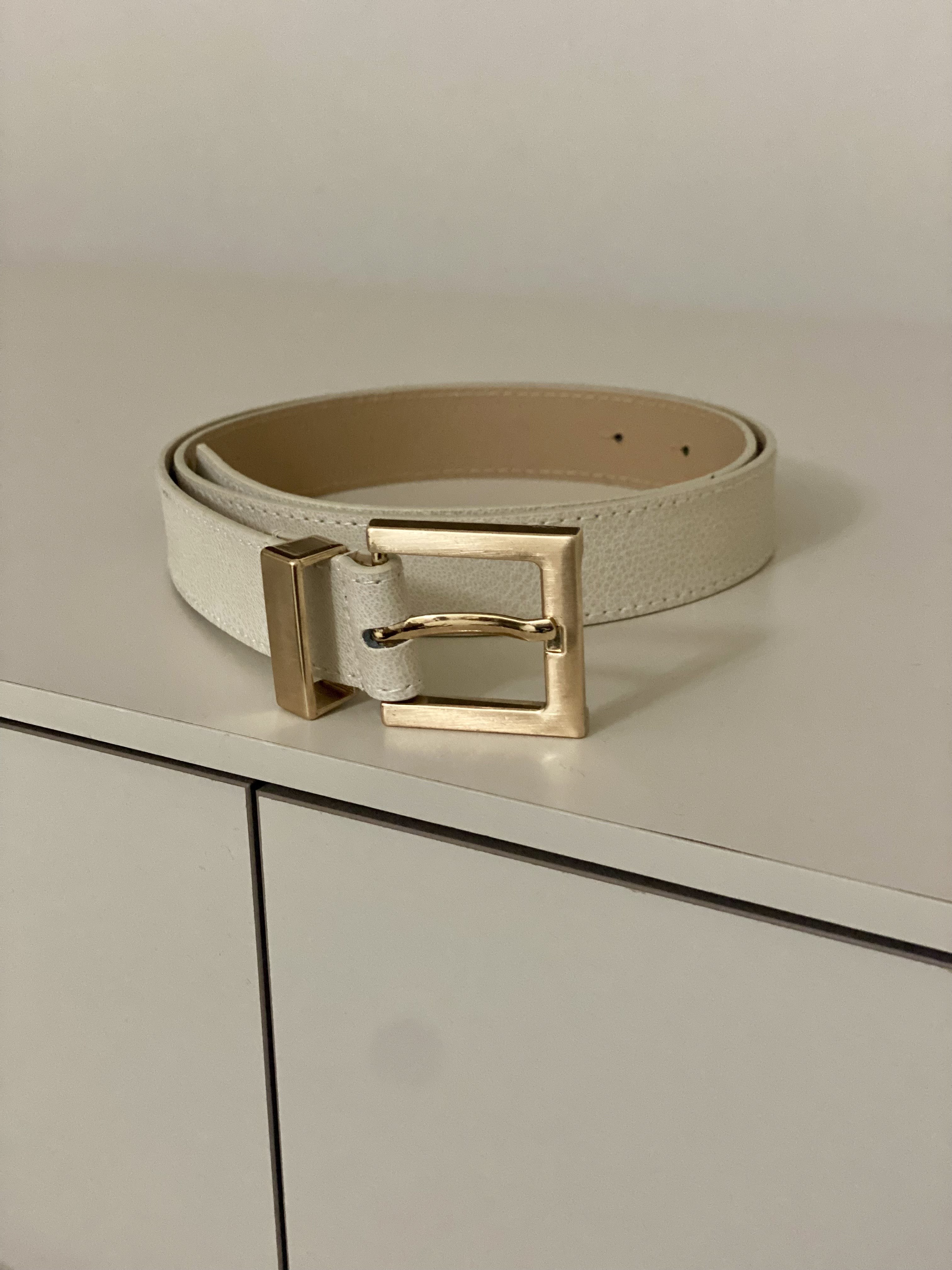 Bej  Gold Tokalı Deri Kemer